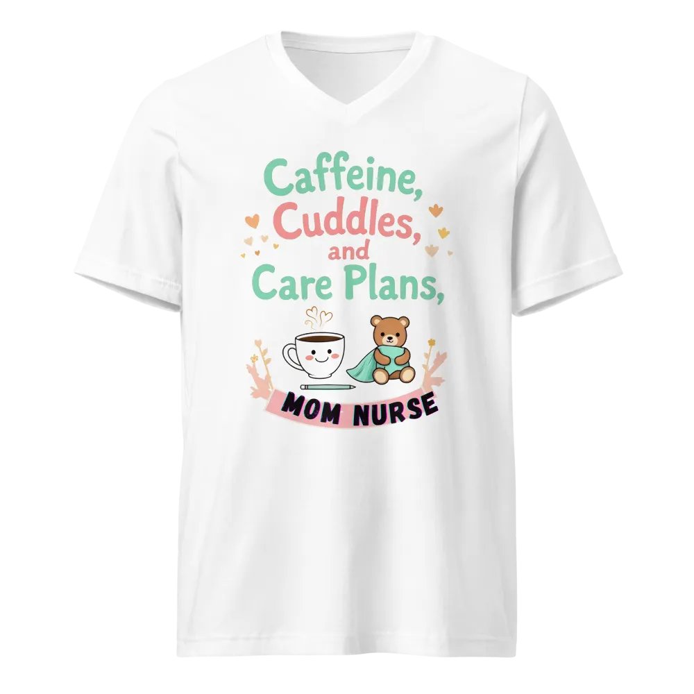 Mom Nurse Caffeine & Cuddles V-Neck Tee product image (5)