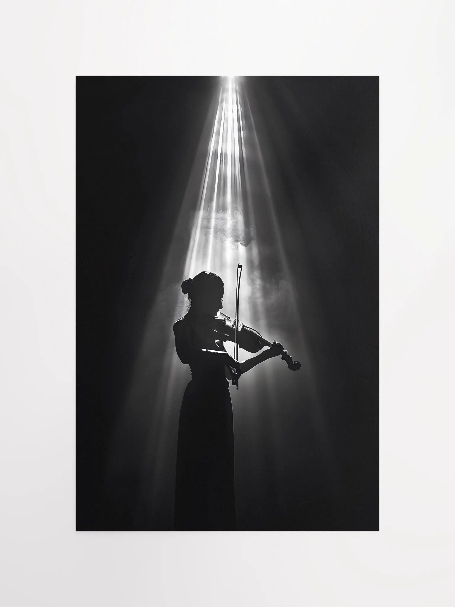 Dramatic violinist silhouette under spotlight glow product image (4)