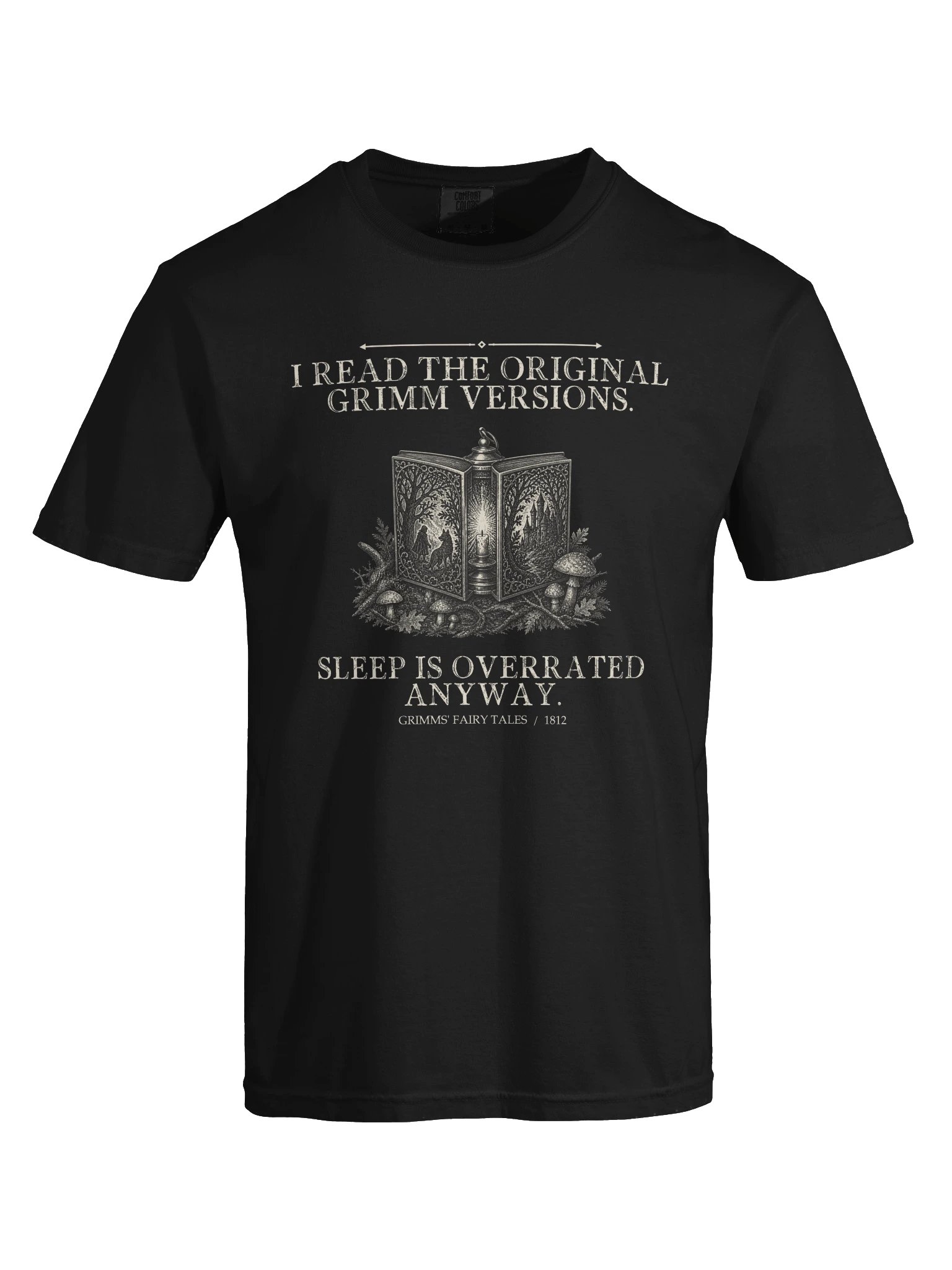 Read Original Grimm Versions Sleep Overrated Anyway -- Grimms Fairy Tales Tee (Dark) product image (25)