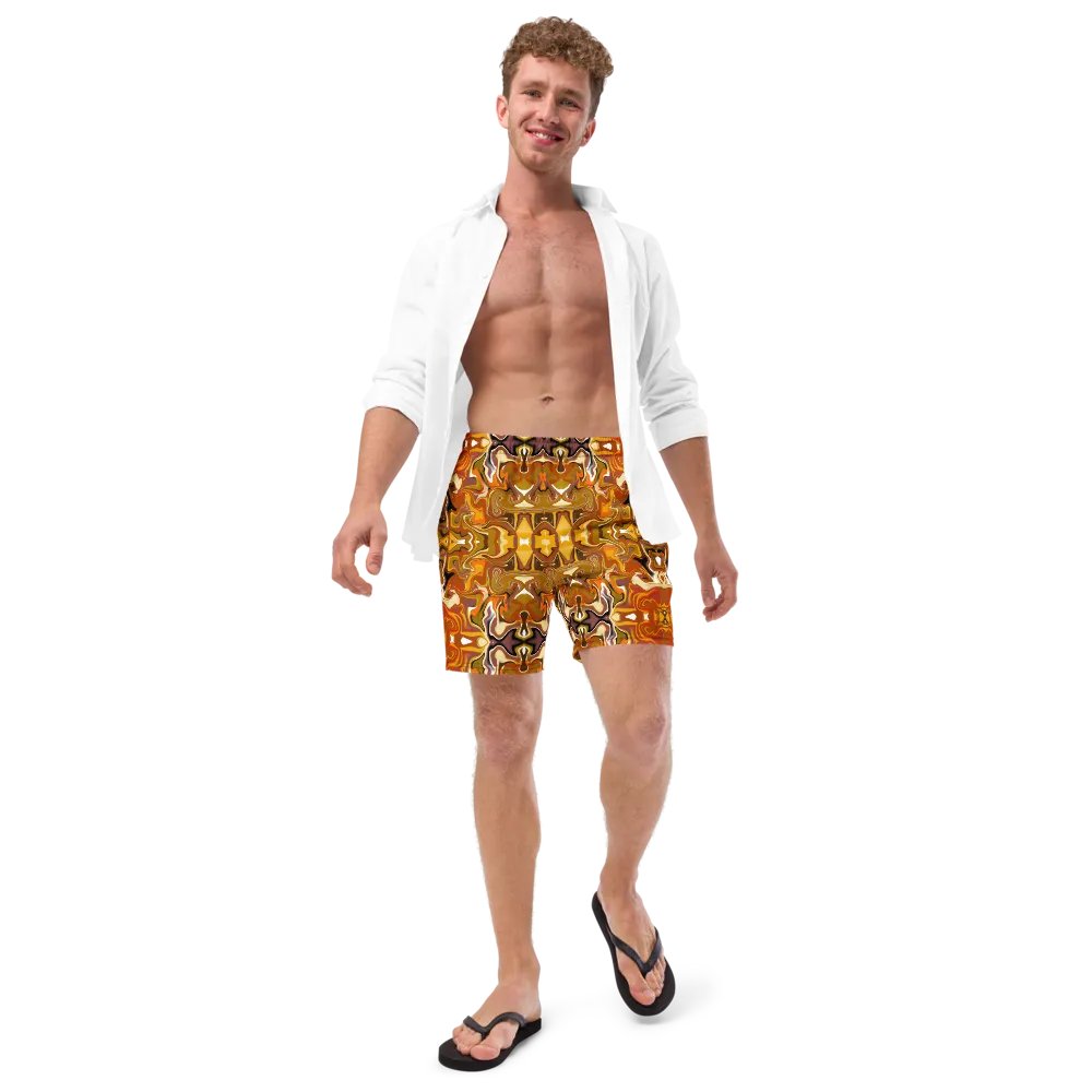 Symmetrical Splendor Brown African Inspired Design Swim Trunks product image (12)