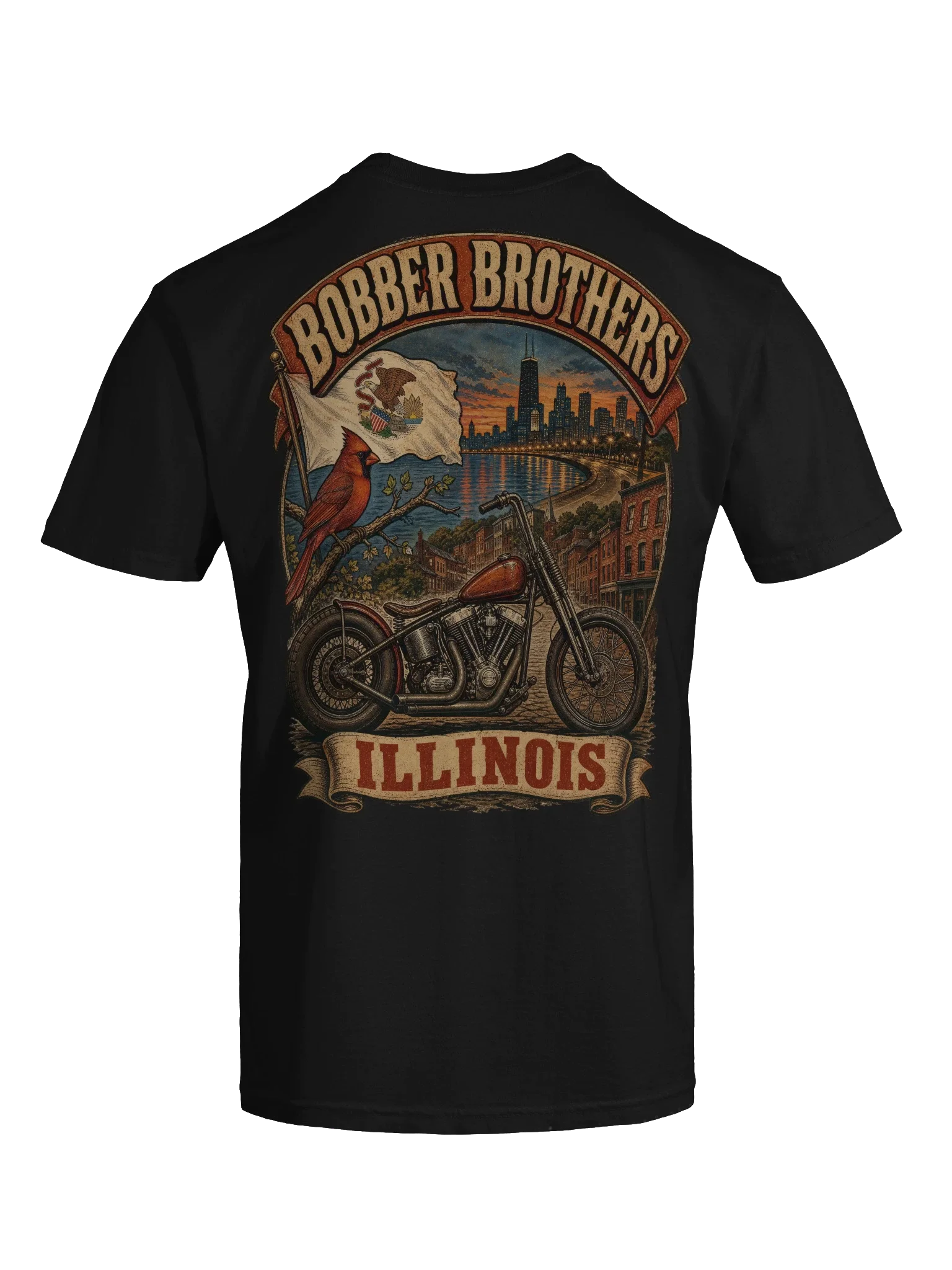 Illinois motorcycle t-shirt design by Bobber Brothers