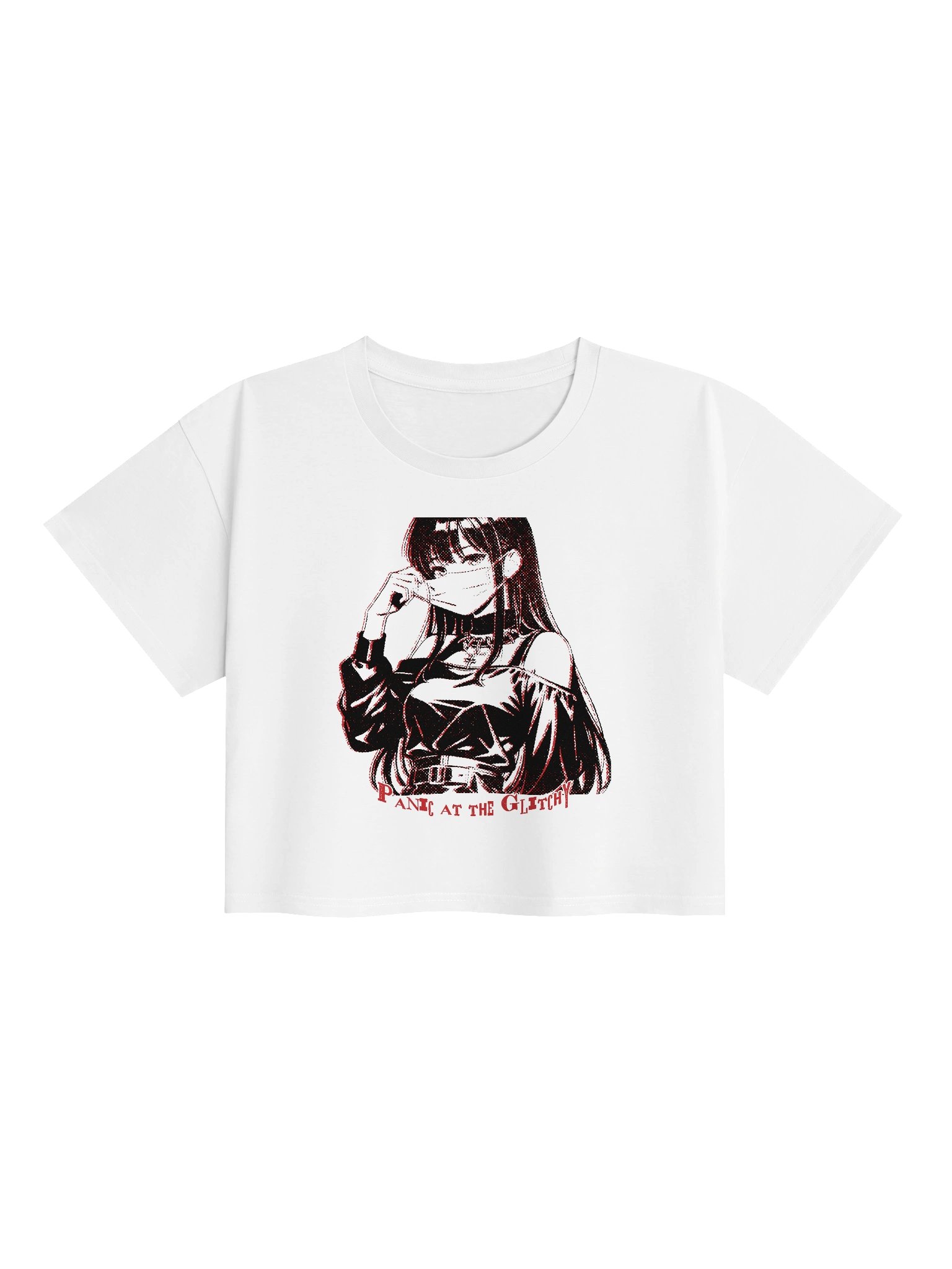 Masked Stamp Panic at the Glitchy Crop Tee product image (1)