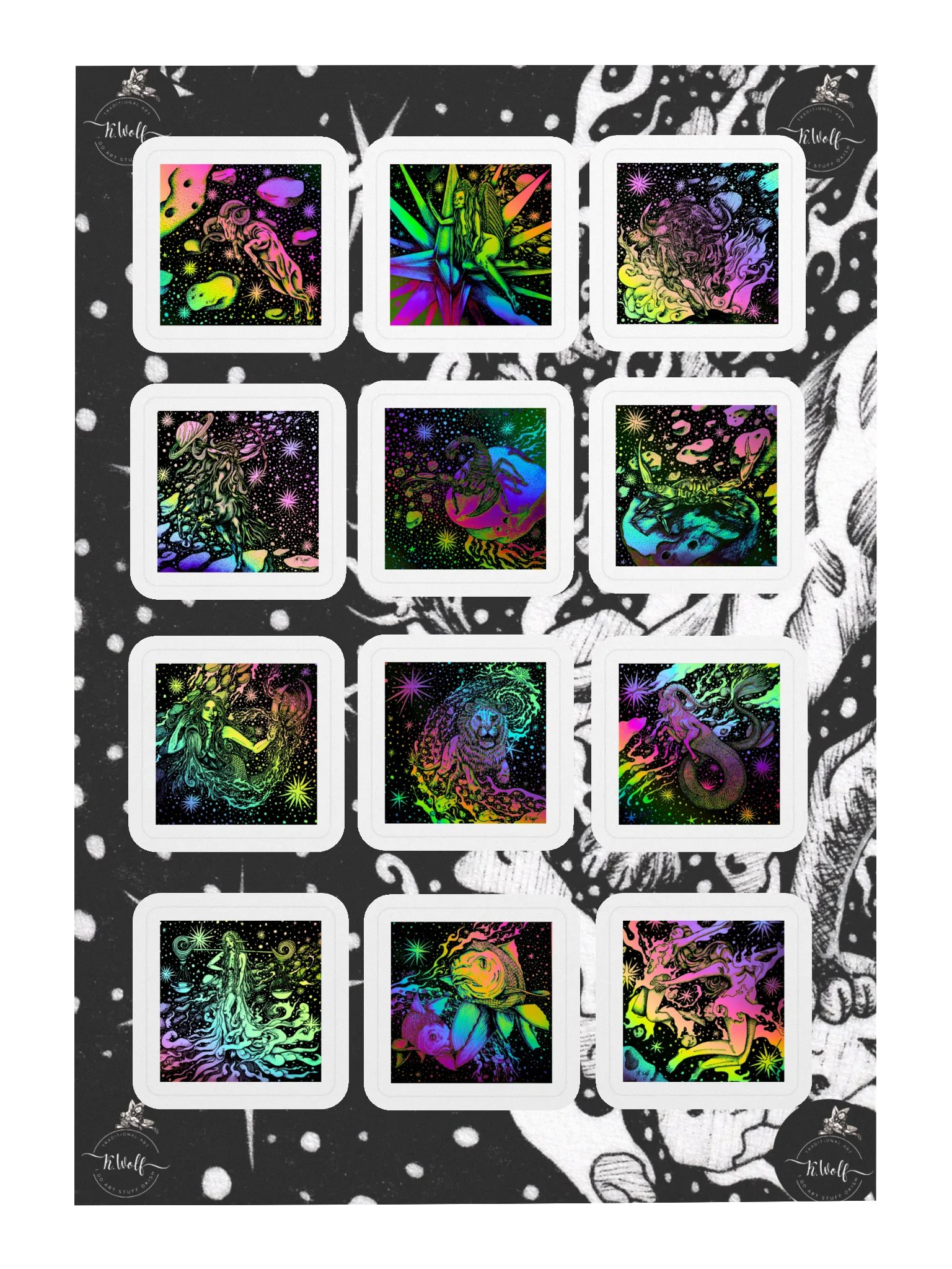 Cosmic Kaleidoscope zodiac Sticker Sheet product image (3)