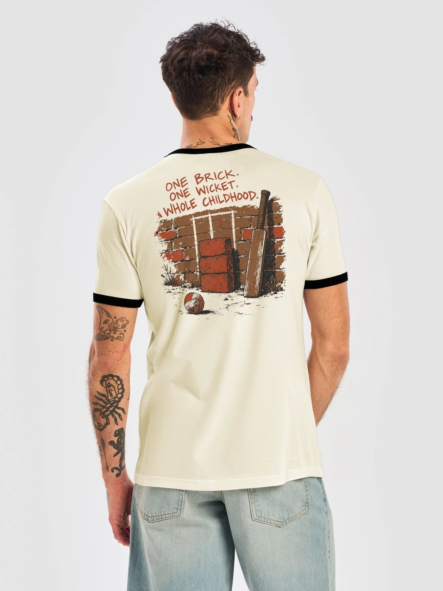 One Brick · One Wicket · Whole Childhood (Ringer Tee, Front and Back) product image (6)