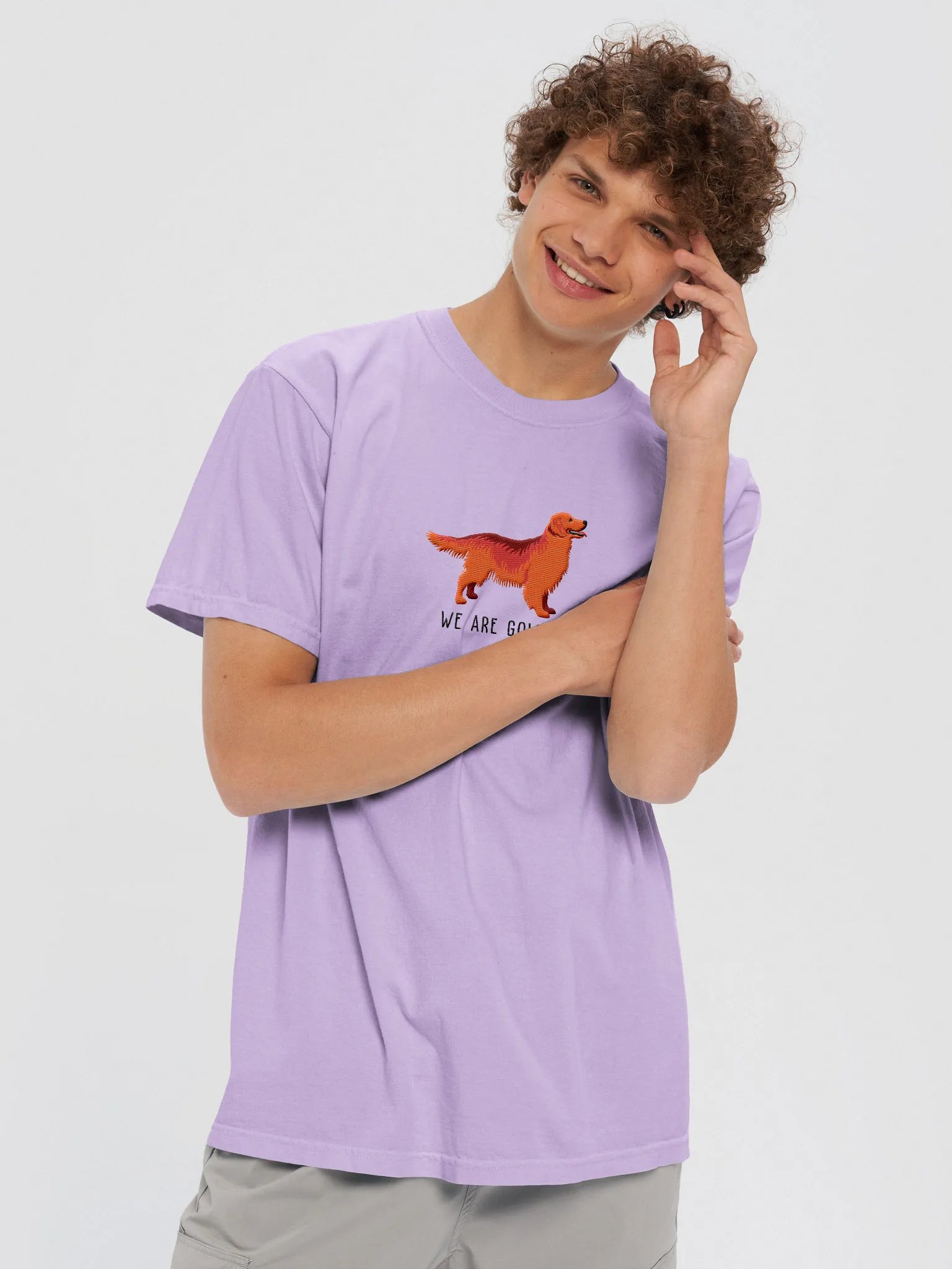 We Are Golden T-Shirt(Embroidered) of a Golden Retriever(Red) product image (2)