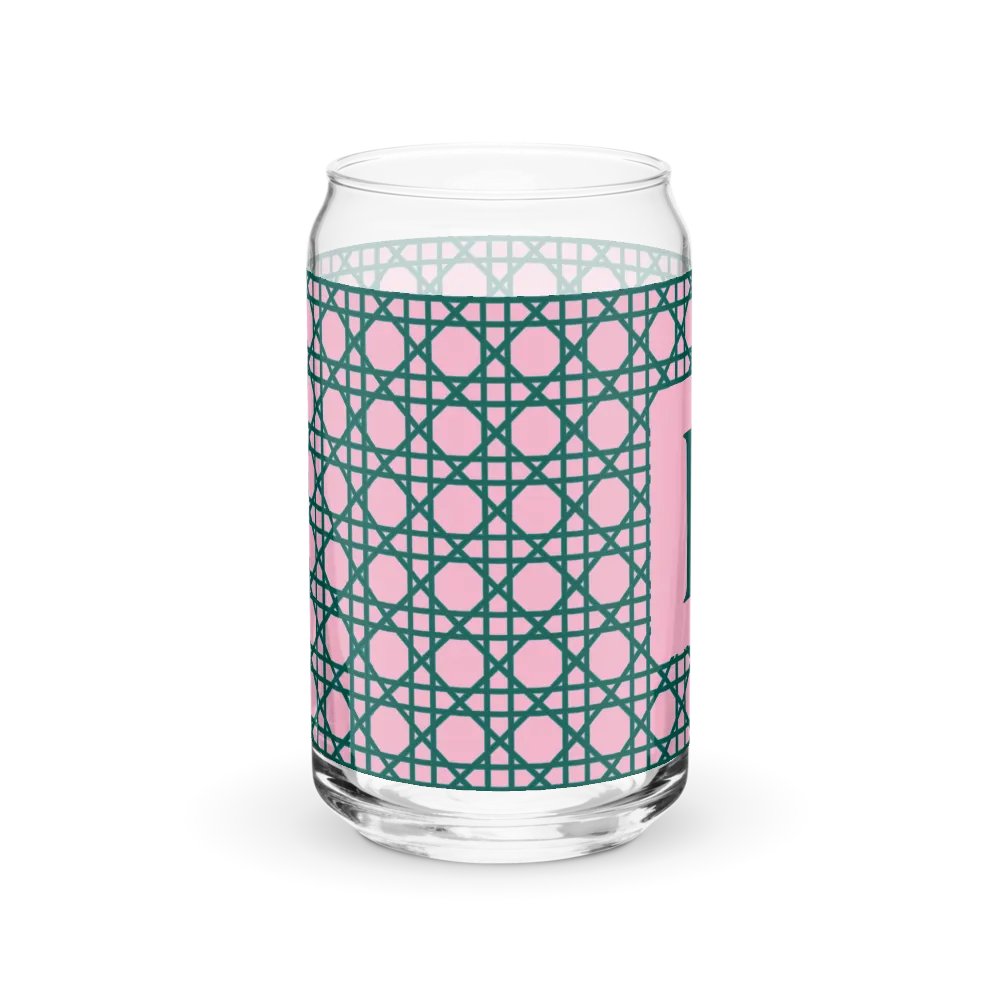 Cannage Green Pink Initial B Can-Shaped Glass product image (9)