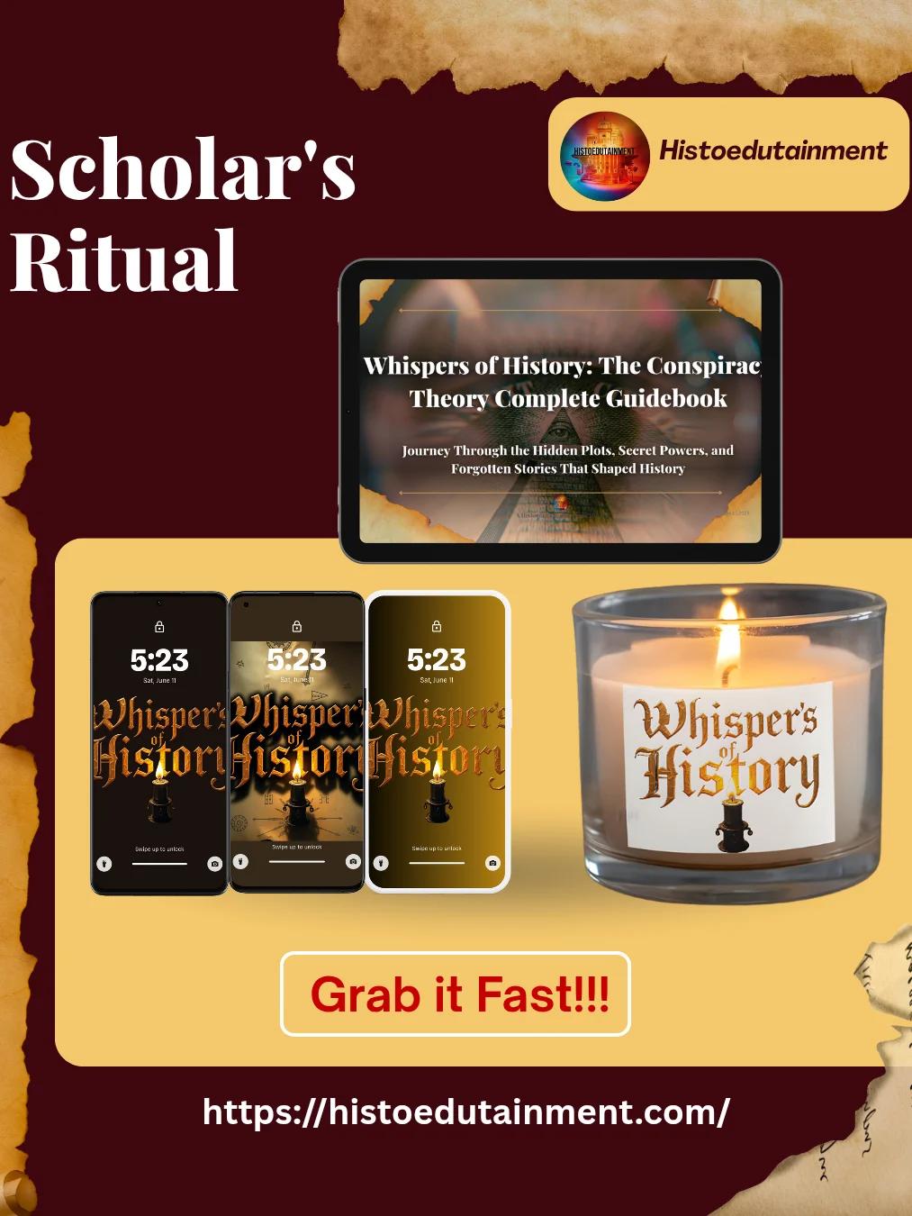 Whisper's of History bundle ( Soy Wax Candle + Digital files) product image (1)