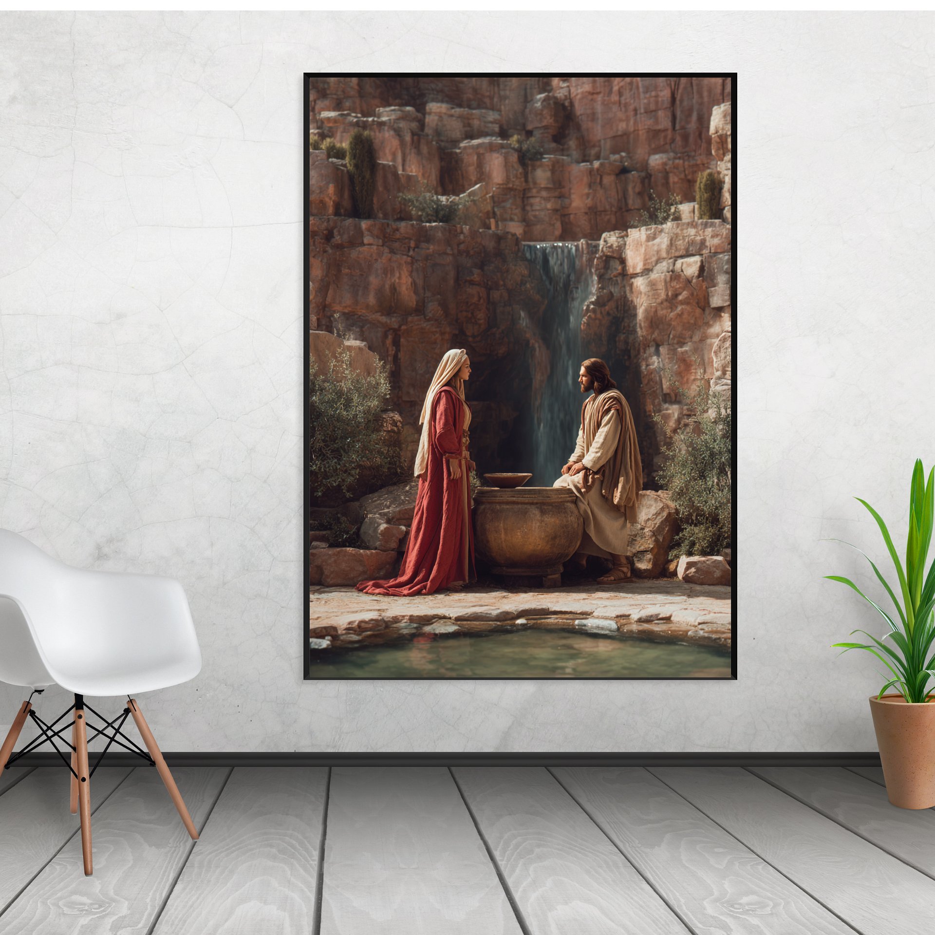Jesus and the Samaritan Woman Wall Art | Christian Printable Decor product image (1)