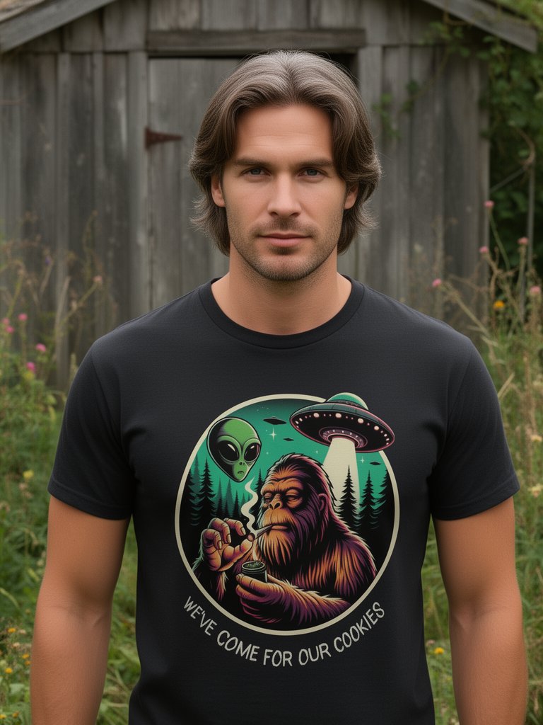 Alien Cookies and Bigfoot Extraterrestrial Cannabis Encounter T-shirt product image (1)