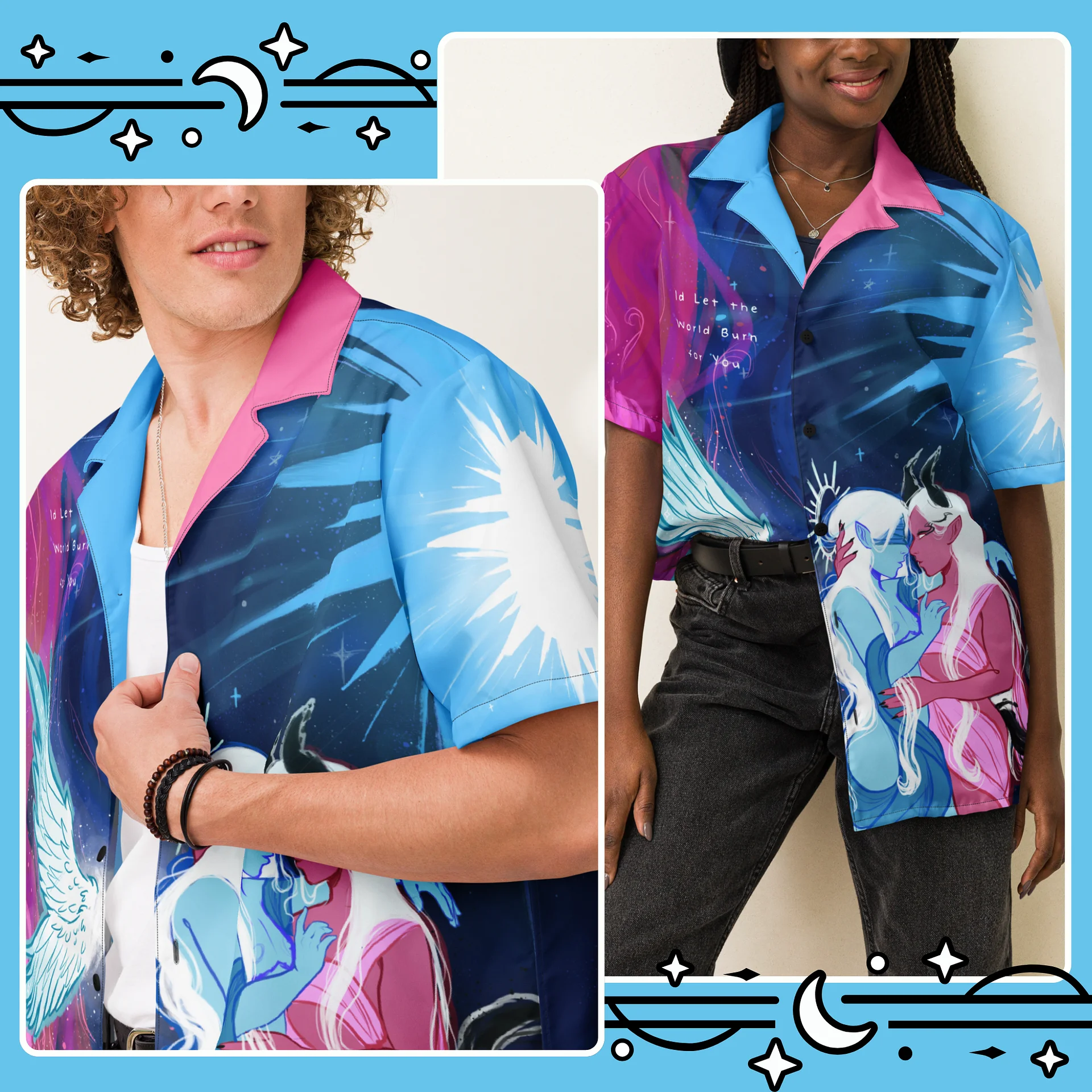 Transgender Subtle Pride Angel x Devil Button Up Shirt product image (3)