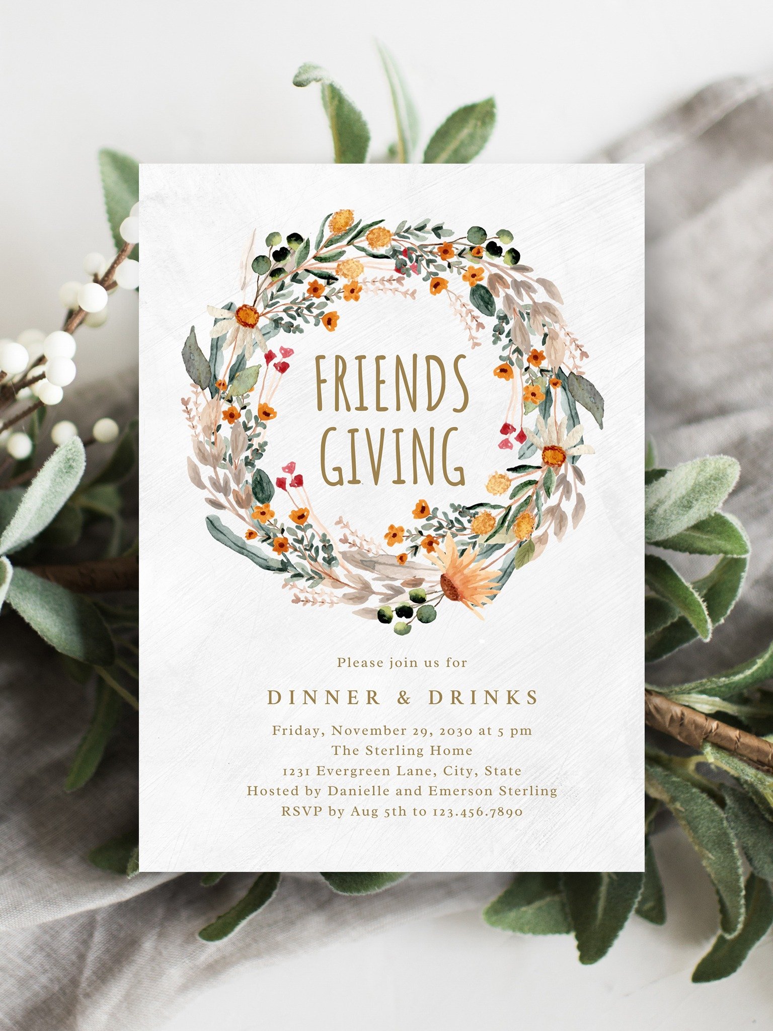 Autumn Floral Fall Party Invitation Canva Template AFC product image (4)