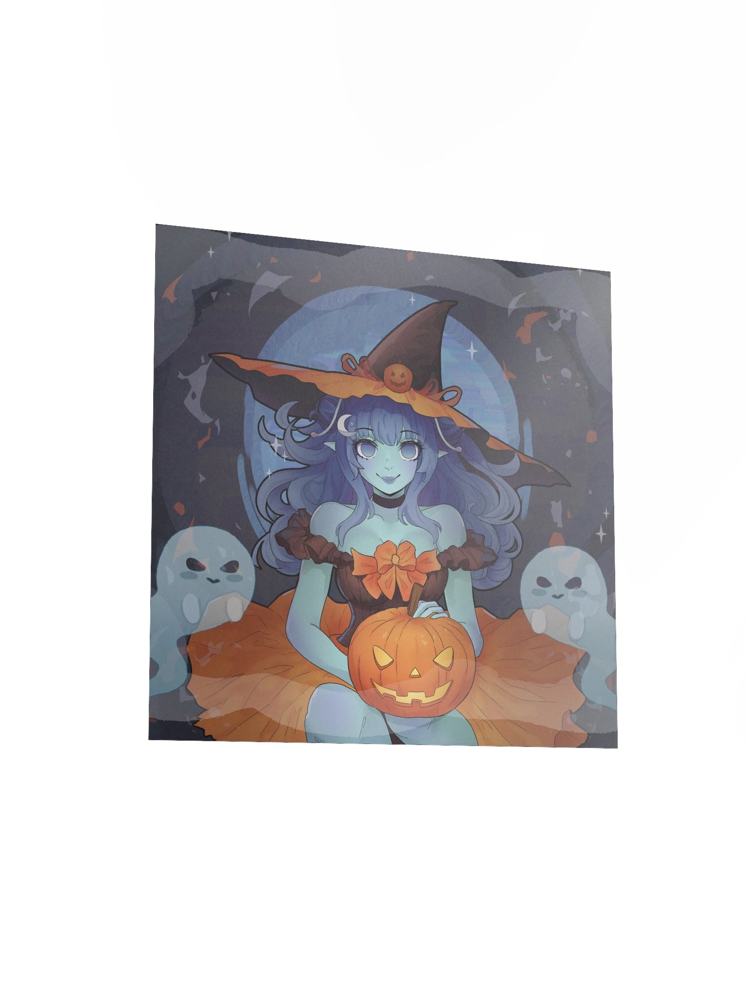 Starry Pumpkin Witch Square Poster product image (7)