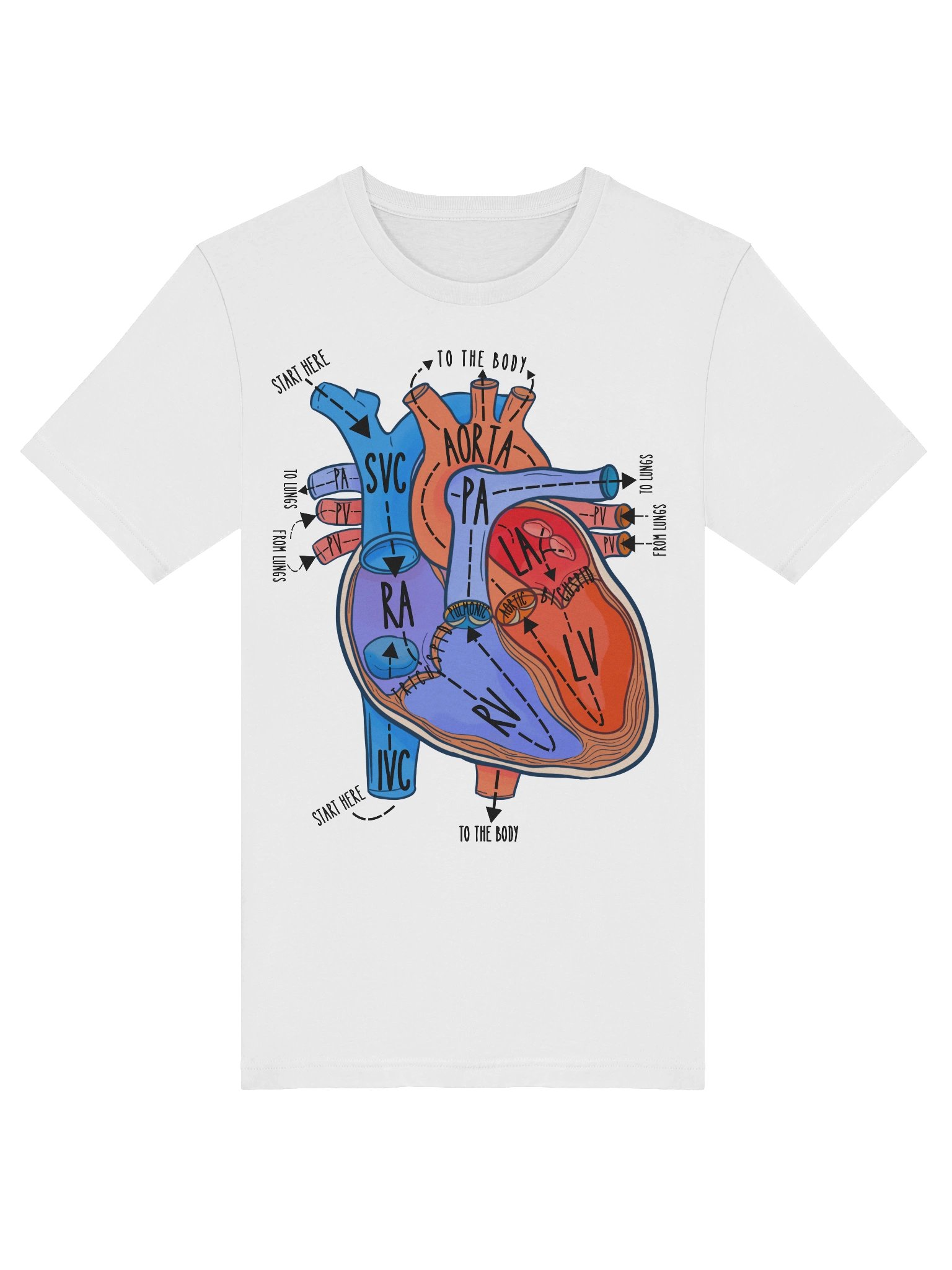 Heart Anatomy Blood Flow Through Heart Tshirt by Nurse Sarah ® product image (5)