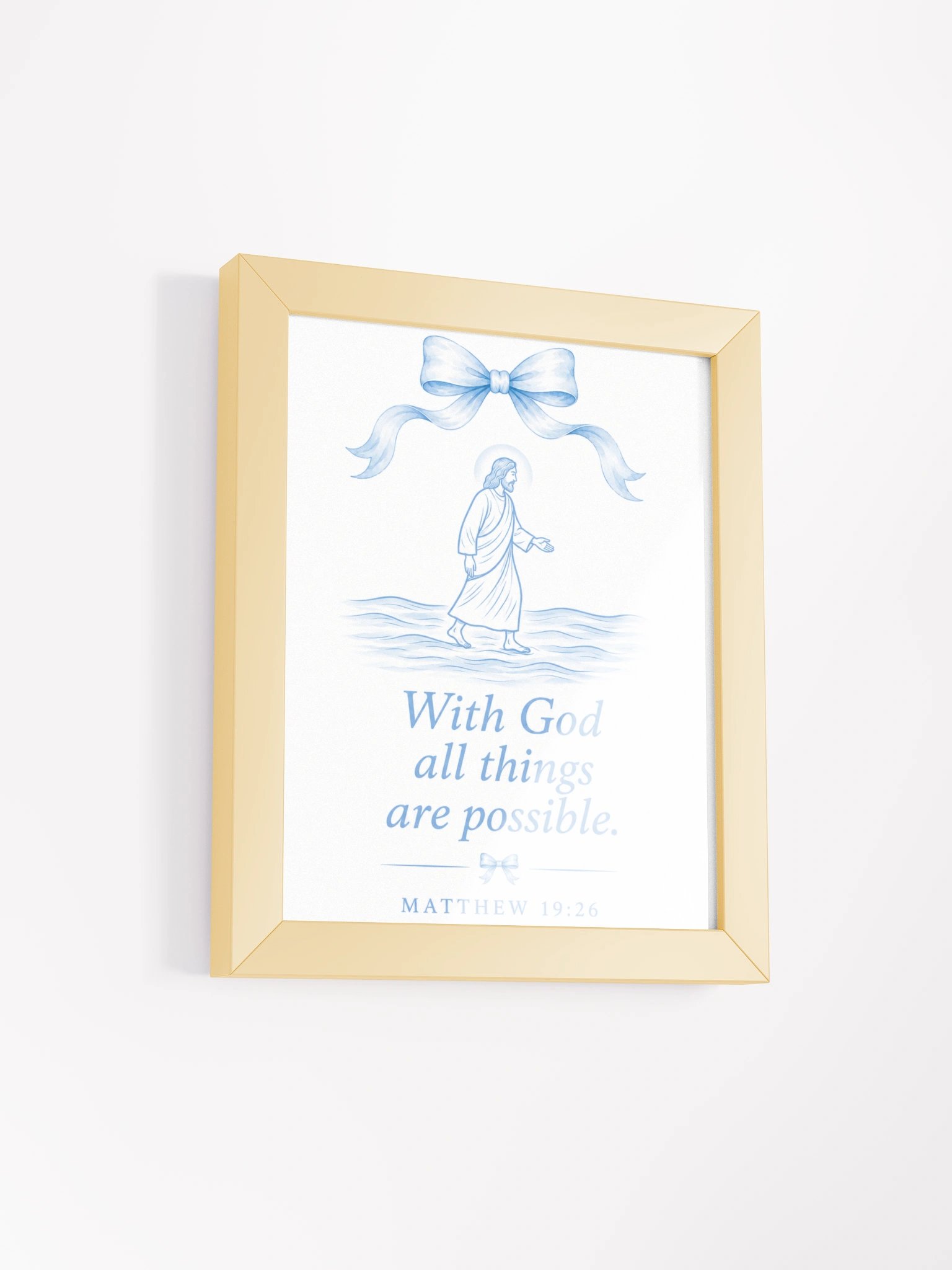 With God All Things Are Possible Matthew 19:26 | Blue Coquette Framed Christian Wall Art product image (2)