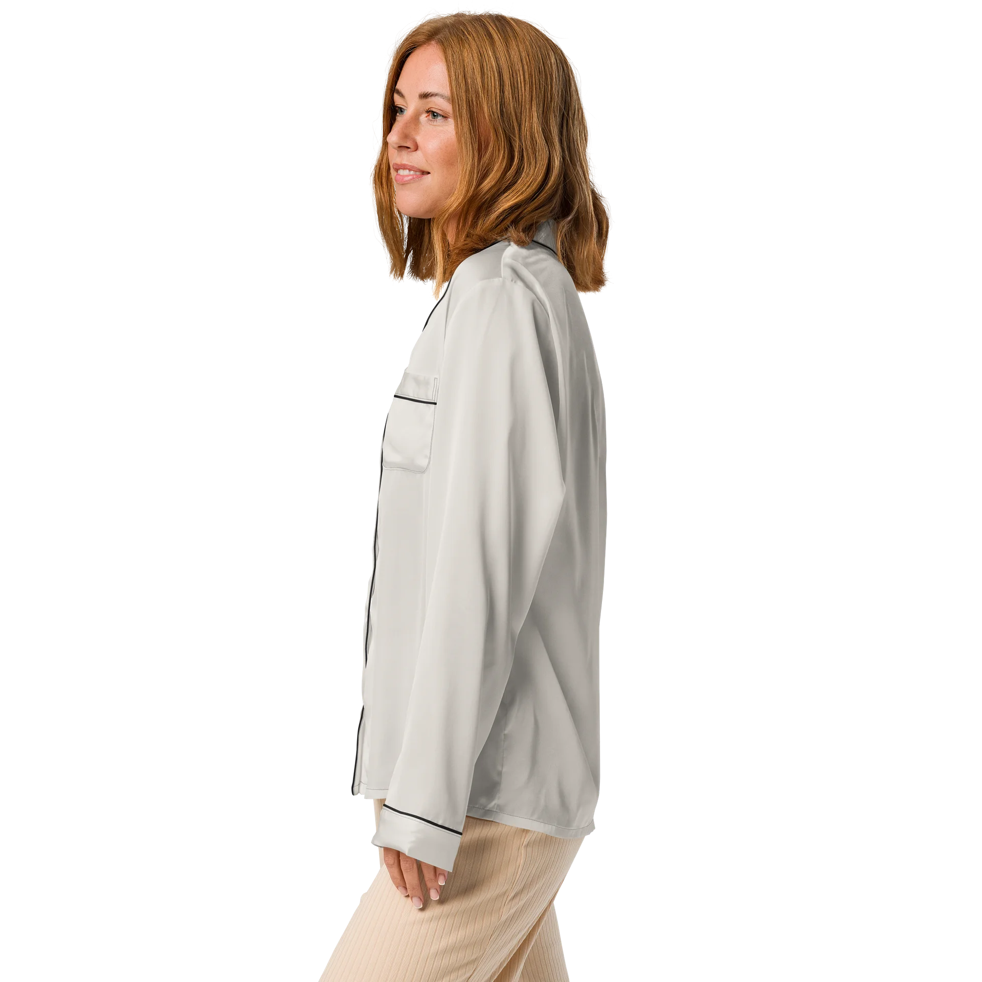 Minimal Beige Long Sleeve Pajama Top product image (4)