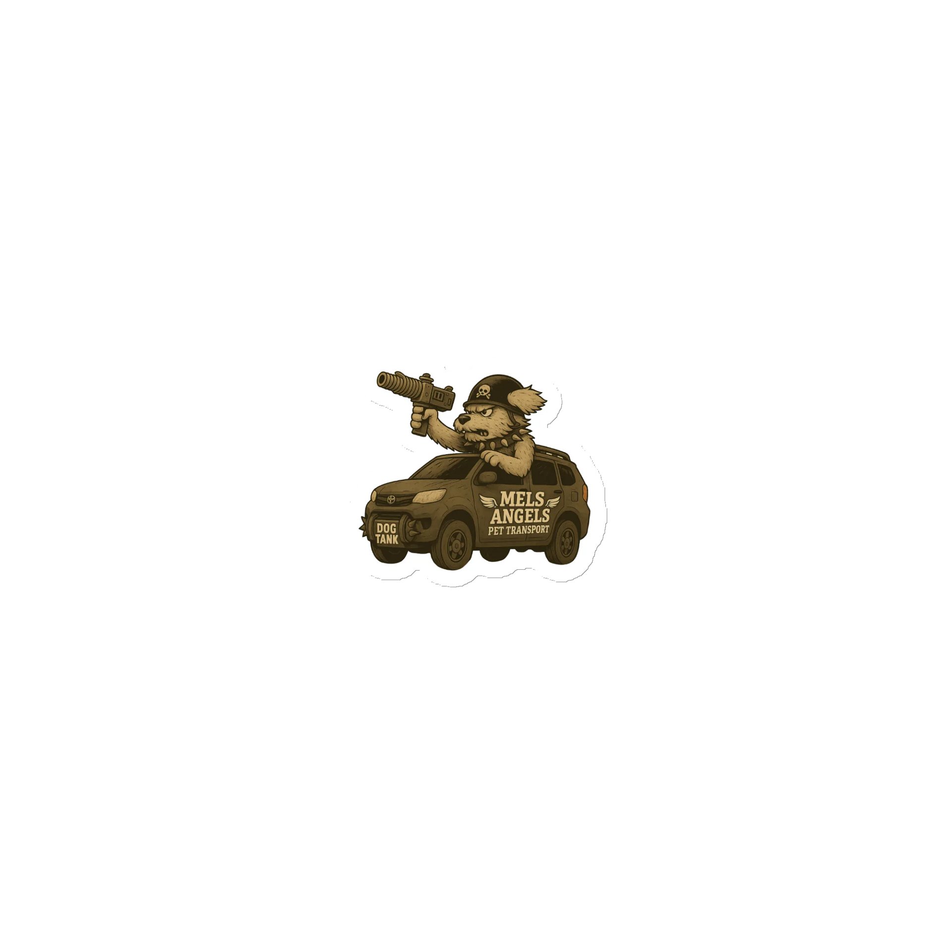 Mel’s Angels Dog Tank Magnet – Vintage Military Style Die-Cut Vinyl Magnet product image (3)
