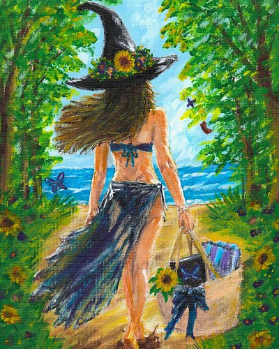 Finished my Summer Wiccan painting 🎨 Thank you for watching! 🎨 #fypシ゚ #painting #artreveal #art #Summer