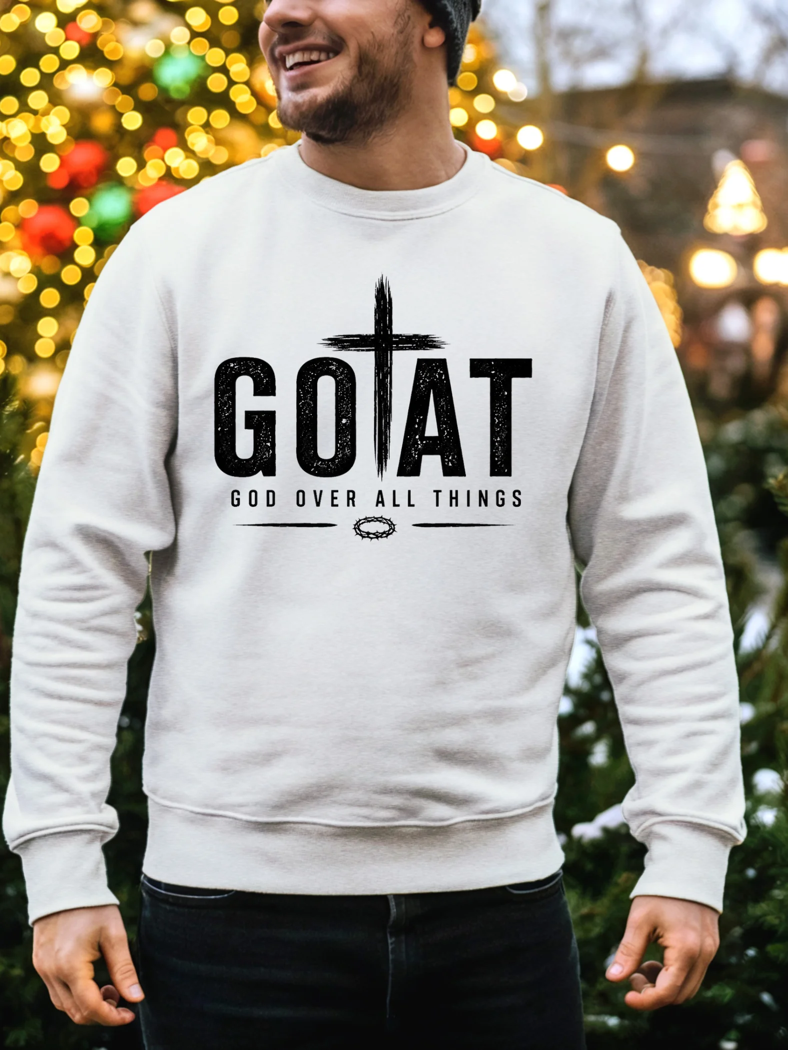 GOAT – God Over All Things Christian Sweatshirt | Inspirational Faith Crewneck | Kingdom Life Co. product image (1)