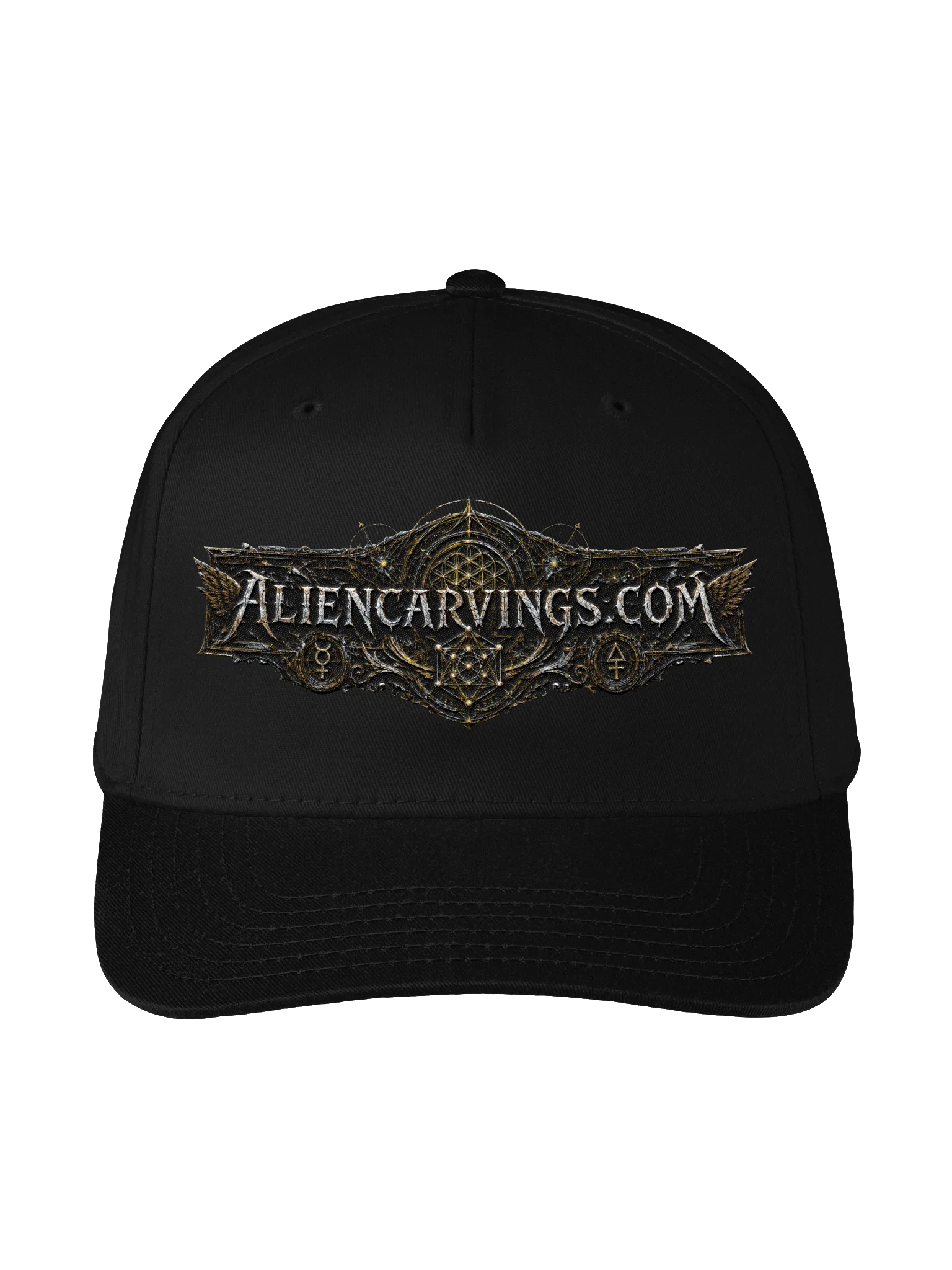 Aliencarvings Mercury Sulfer Embroidered Black Baseball Hat product image (1)