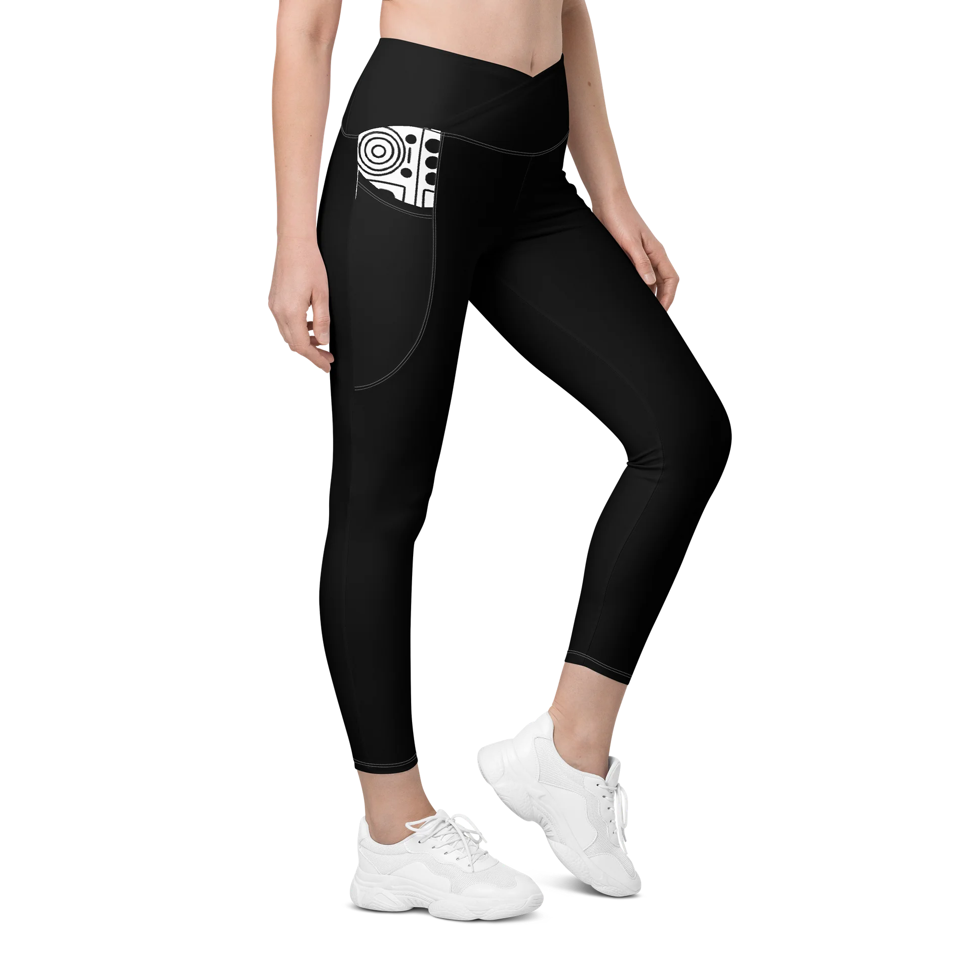 CRW Black Yoga Pants with Boombox Pocket Print product image (5)