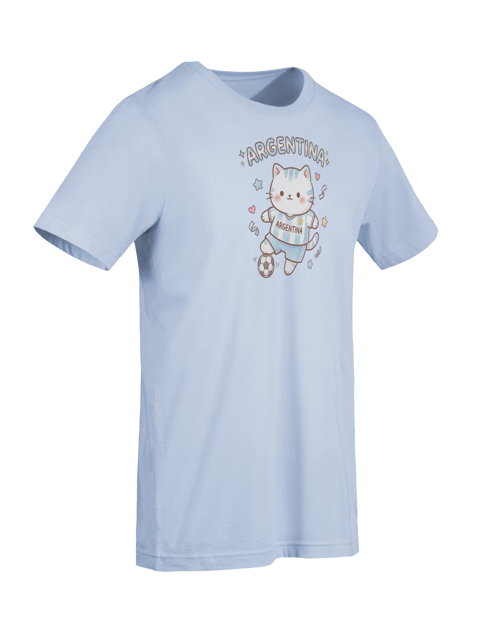 Argentina Soccer Cat Shirt, Cute Argentina Fan Tee, Kawaii Football Supporter T-Shirt product image (17)