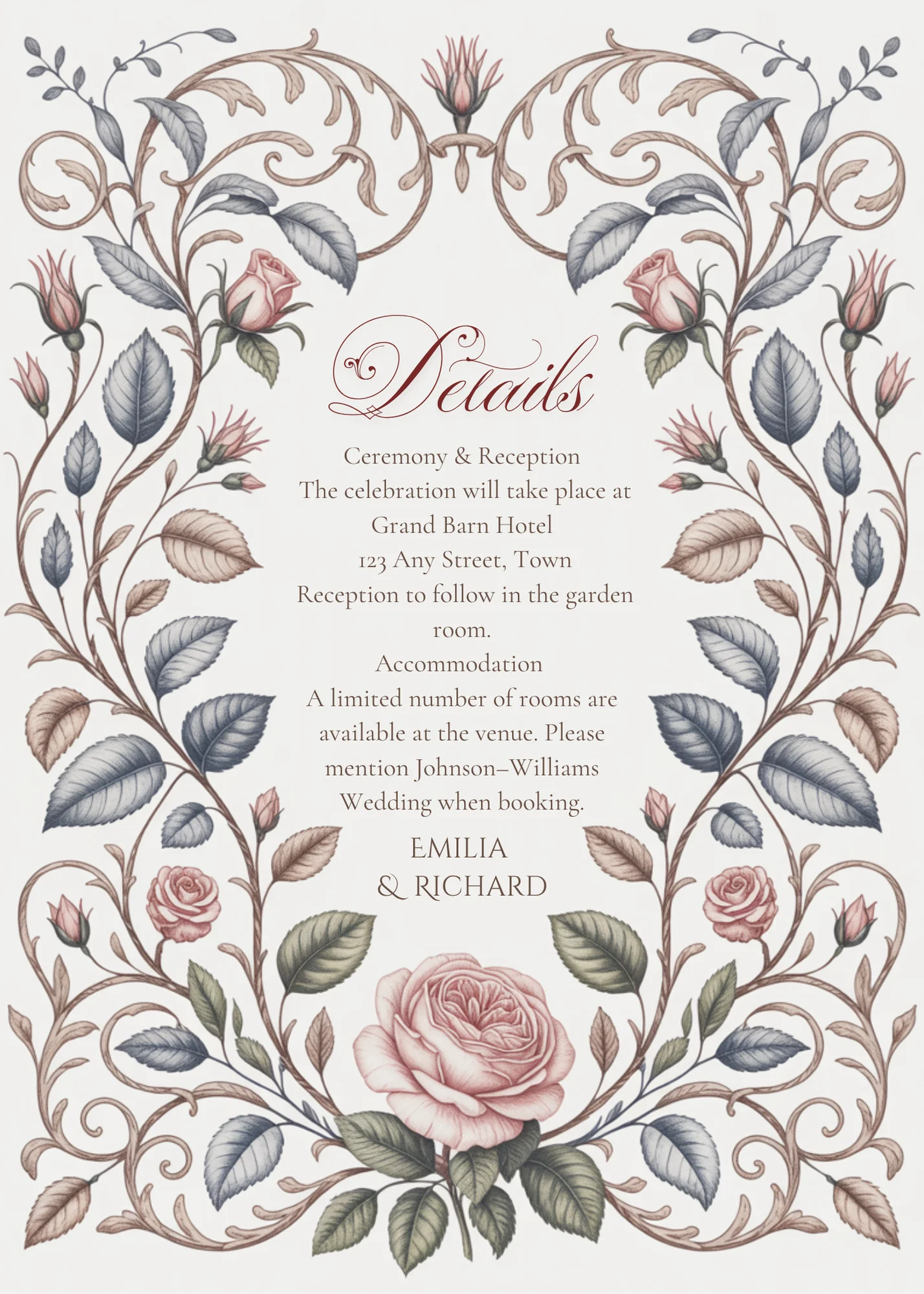 Anne Elliot Quiet Romance Blush Blue Floral Wedding Suite | Instant Download product image (5)