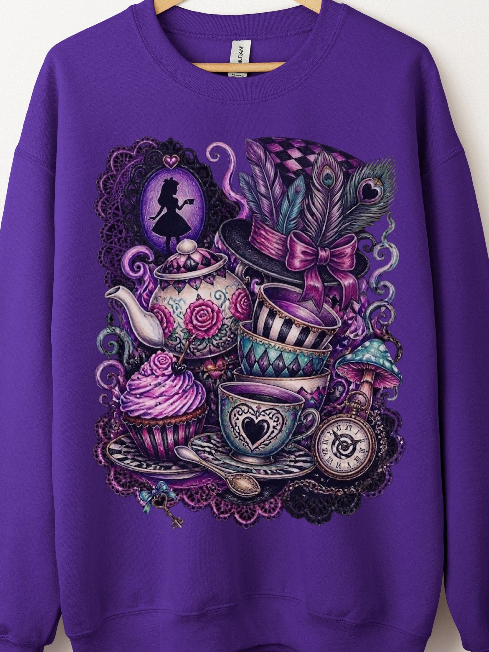 Mad Tea Party Sweatshirt, Alice in Wonderland Collage Crewneck product image (13)
