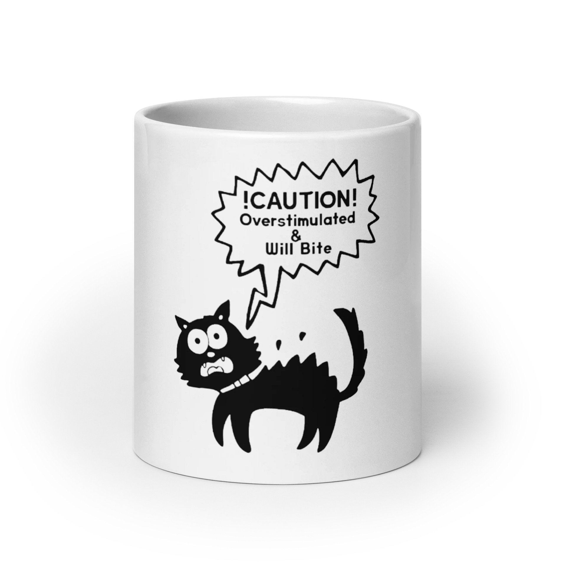 CAUTION OVERSTIMULATED CAT MUG product image (7)