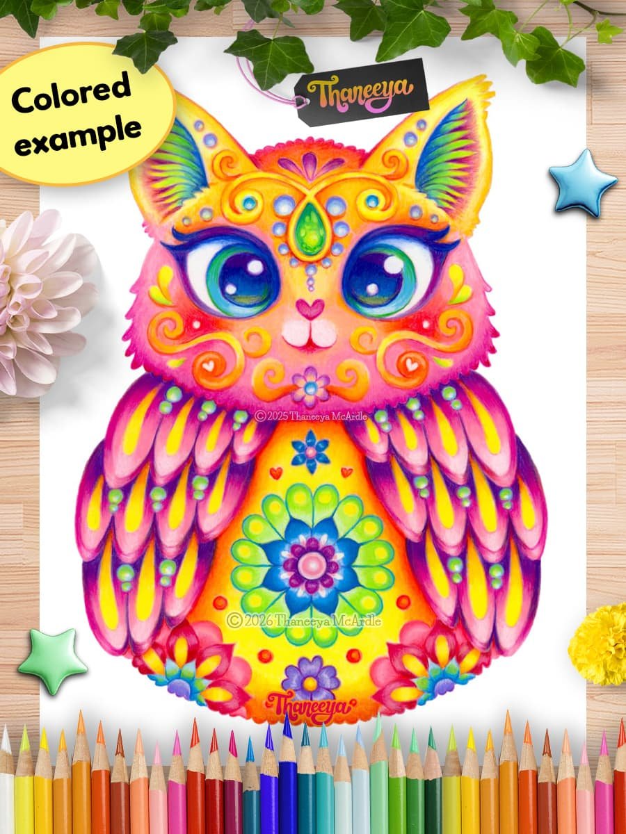 Cat-Owl - Single Coloring Page product image (5)