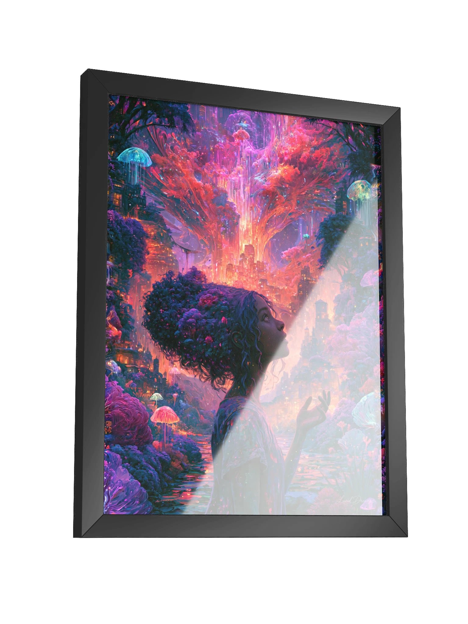 Fantasy City Portrait Framed Art Print — She Dreamed a City of Light product image (7)
