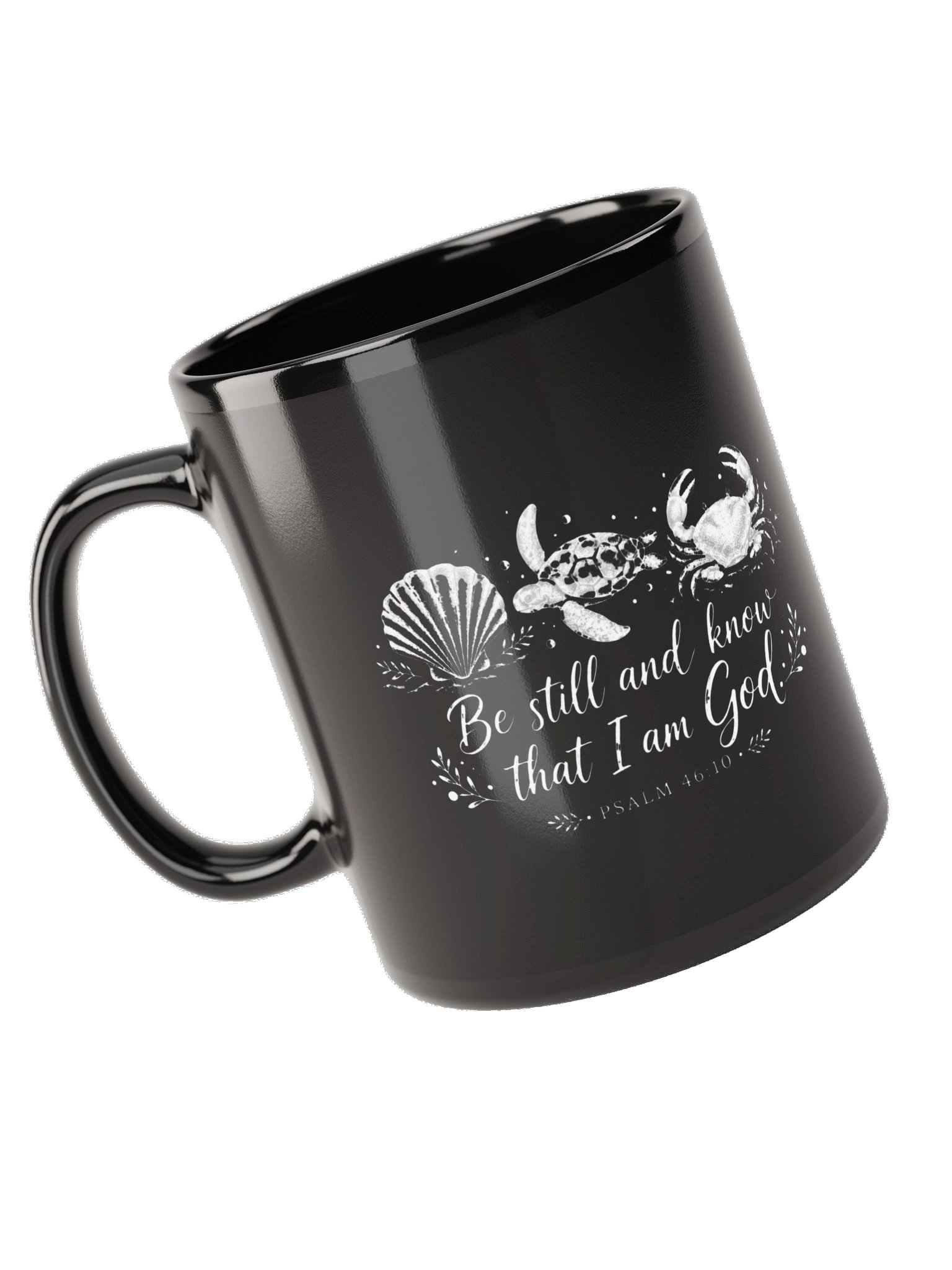 Be Still and Know That I Am God Christian Coffee Mug | Psalm 46:10 Coastal Seashell Turtle & Crab Faith Mug | Kingdom Life Co. product image (6)