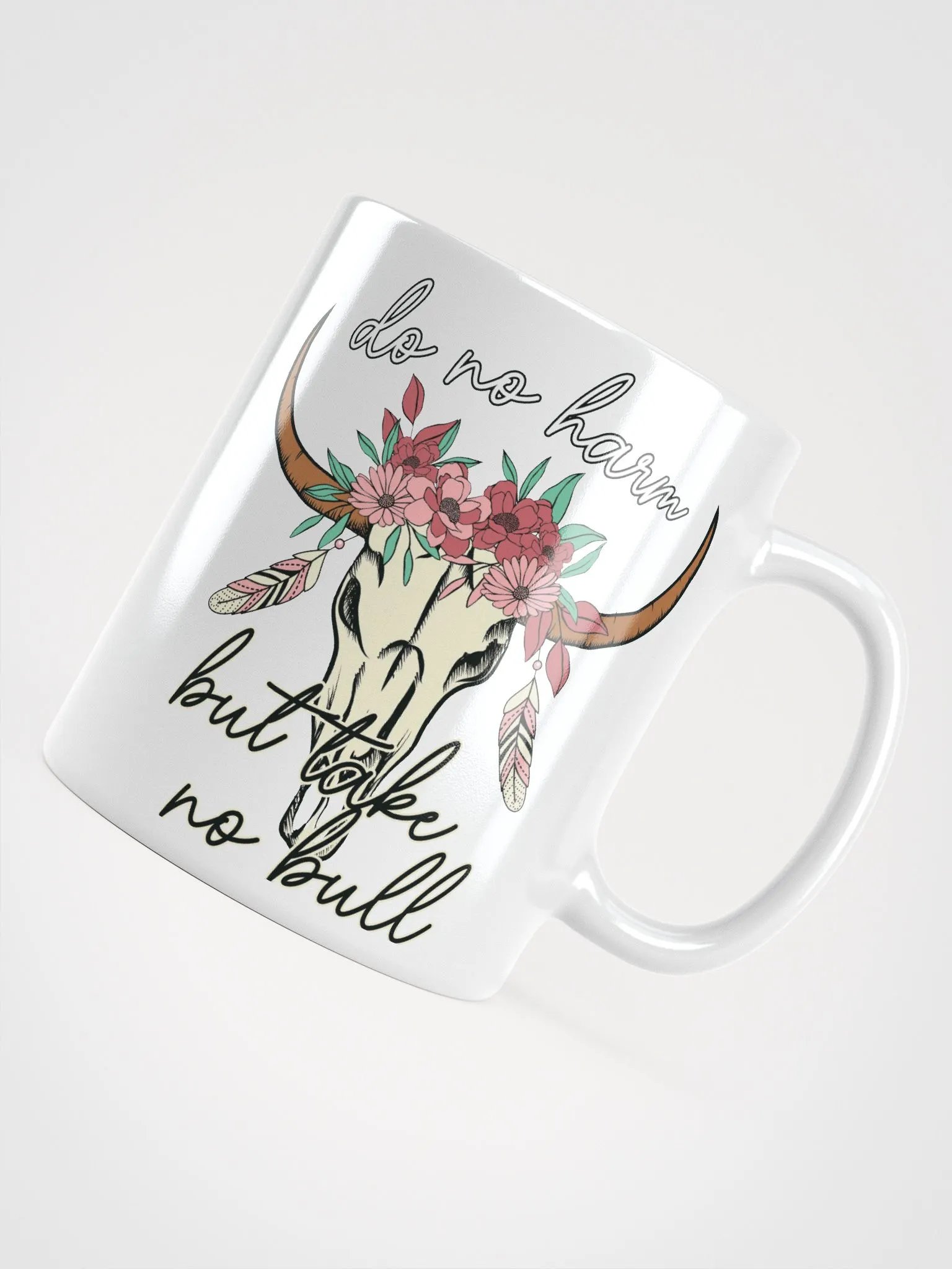 Do No Harm Floral Cow Skull Mug product image (4)