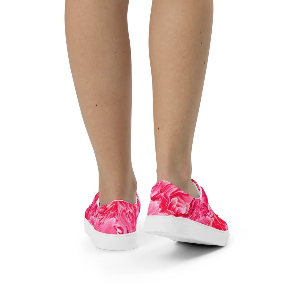 'Raspberry waves' Women's Lace-Up Canvas Shoes product image (12)
