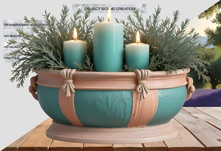 Provence-Inspired Candle and Floral Arrangements, PNG product image (2)
