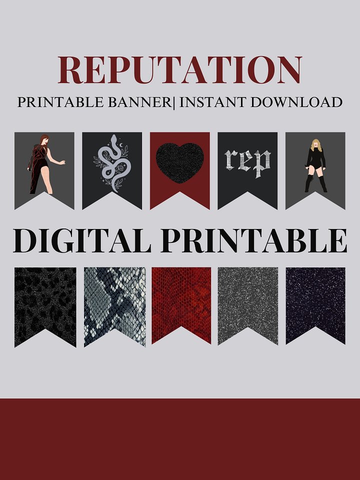 Printable Taylor Reputation Banner | Digital Download Eras Party Decor | TS Eras Swifties Taylor Swift | reputation banner product image (1)