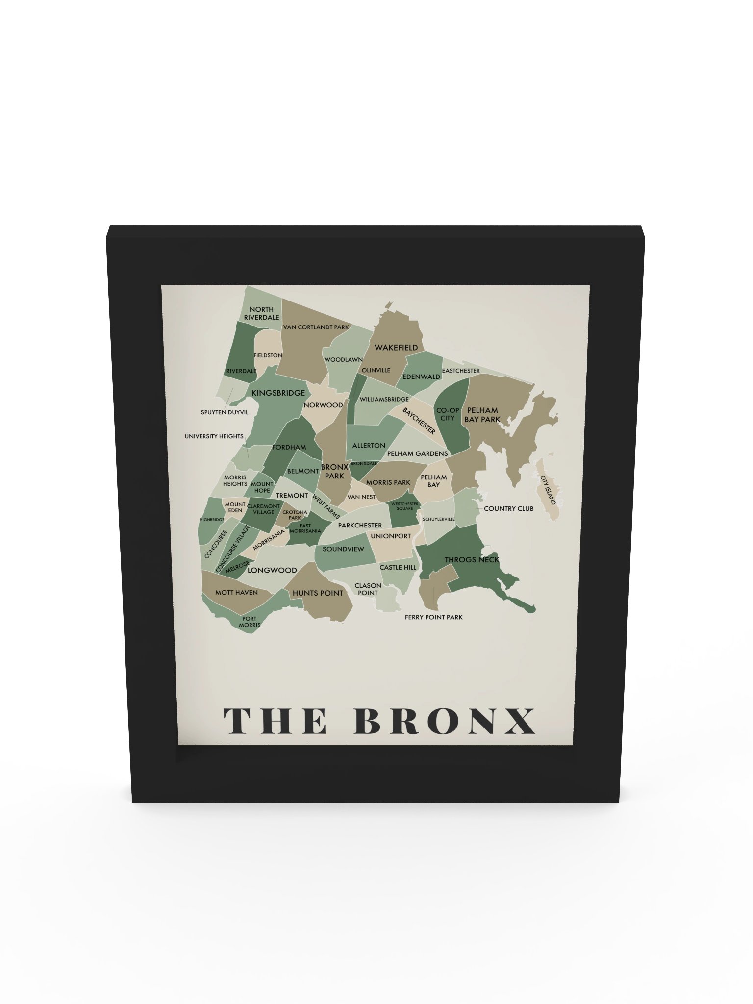 Bronx Neighborhood Map (Sage) [all] | Framed product image (5)