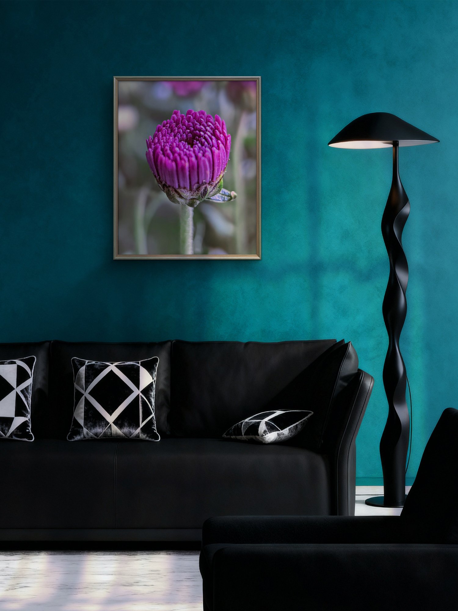 Purple Chrysanthemum Bud Macro Print | Botanical Wall Art | Printable Floral Decor | Digital Download product image (8)