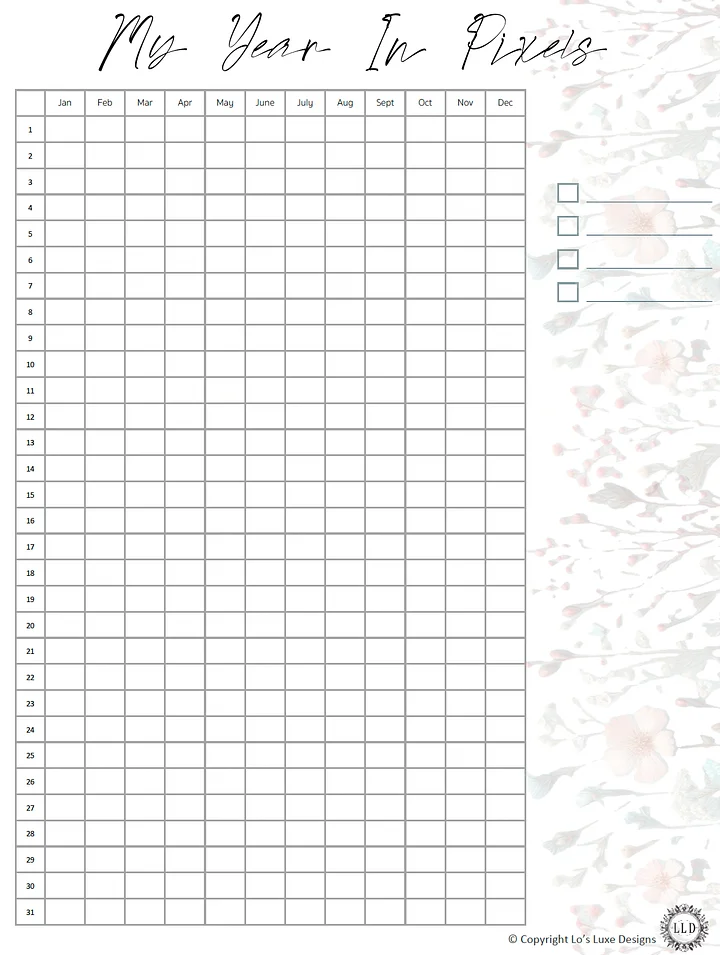 Yearly Habit Tracker - Wildflower - 8.5x11 Printable product image (1)