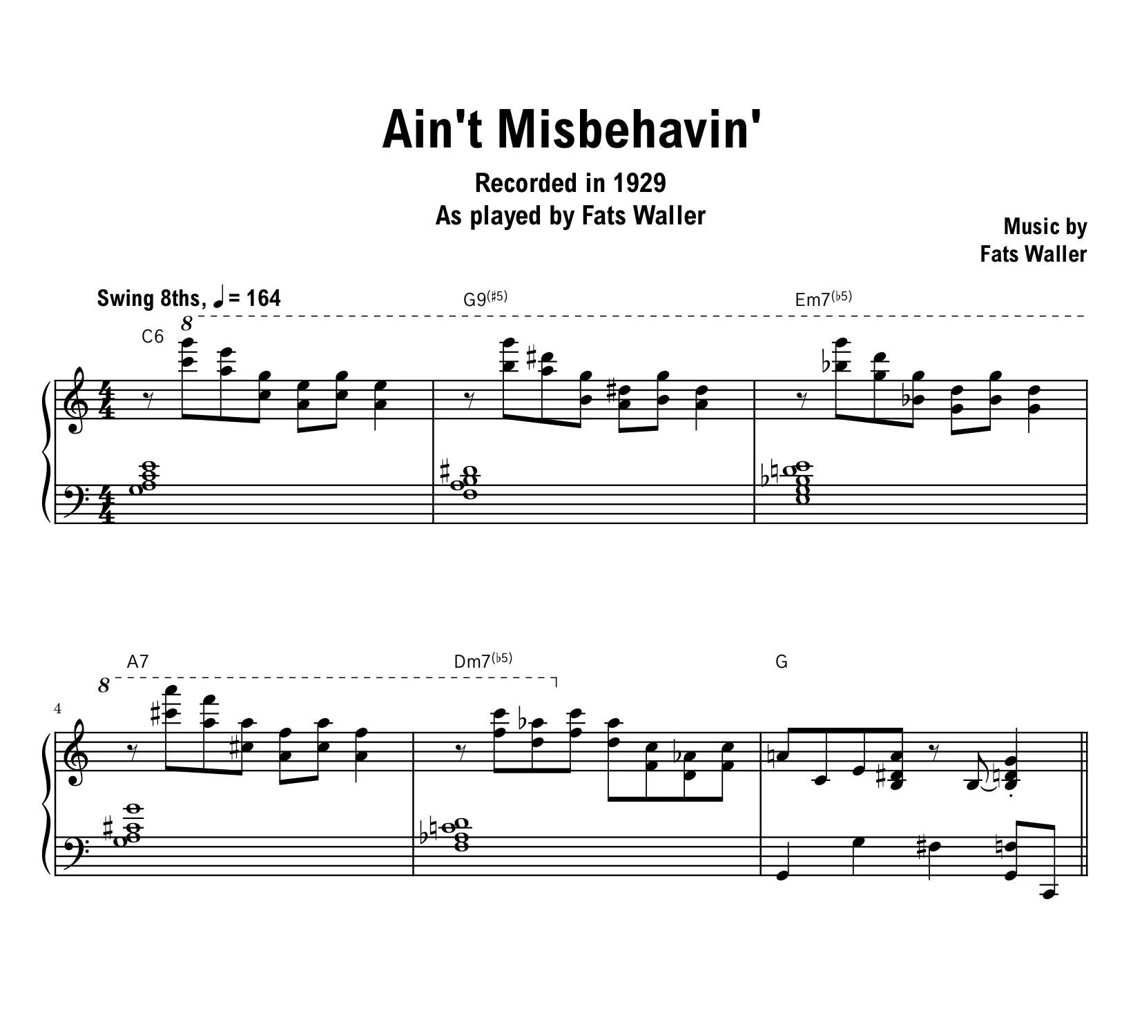 Fats Waller - Ain't Misbehavin' (1929) - Sheet music (PDF) product image (1)