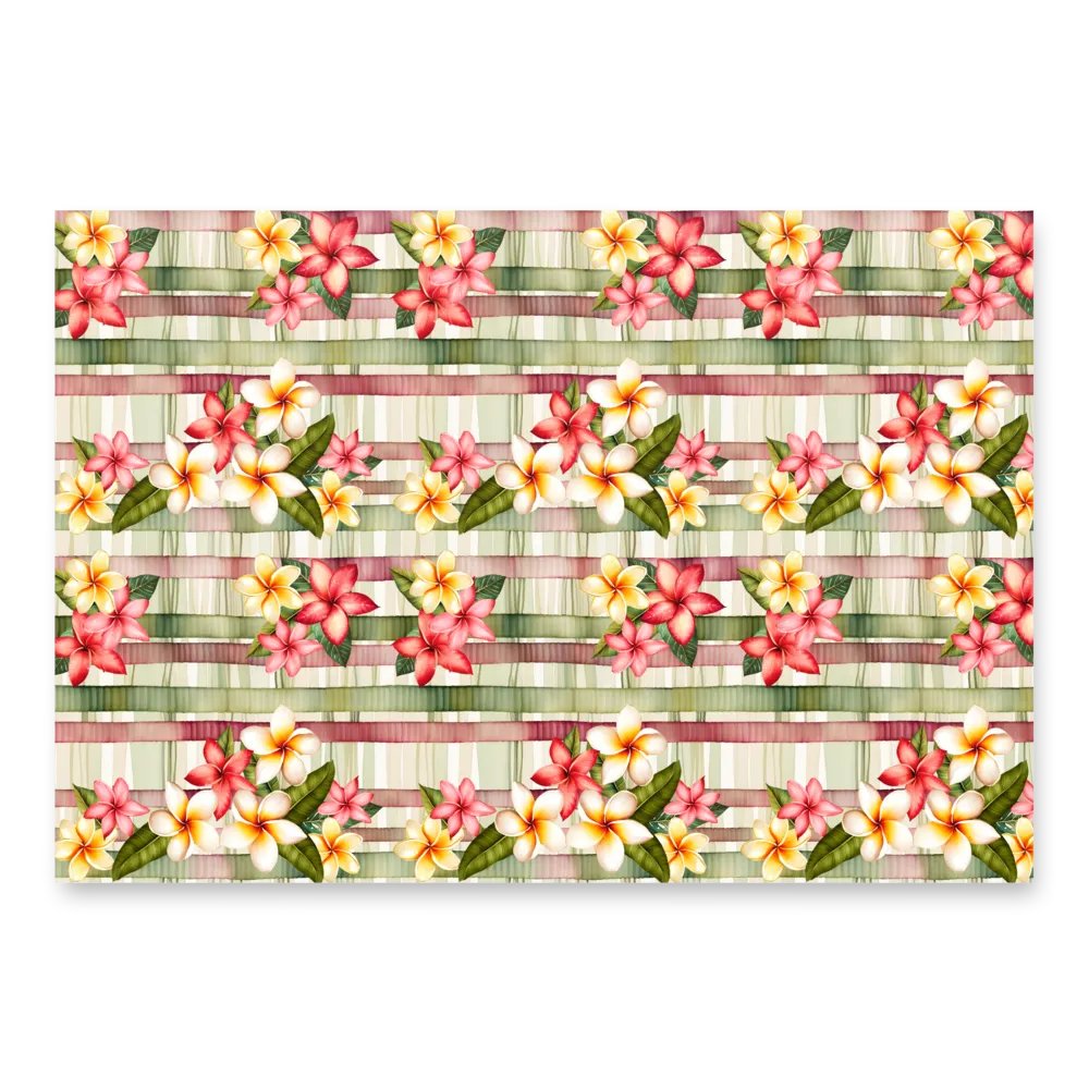 Tropical Christmas Floral and Stripe Wrapping Paper product image (1)