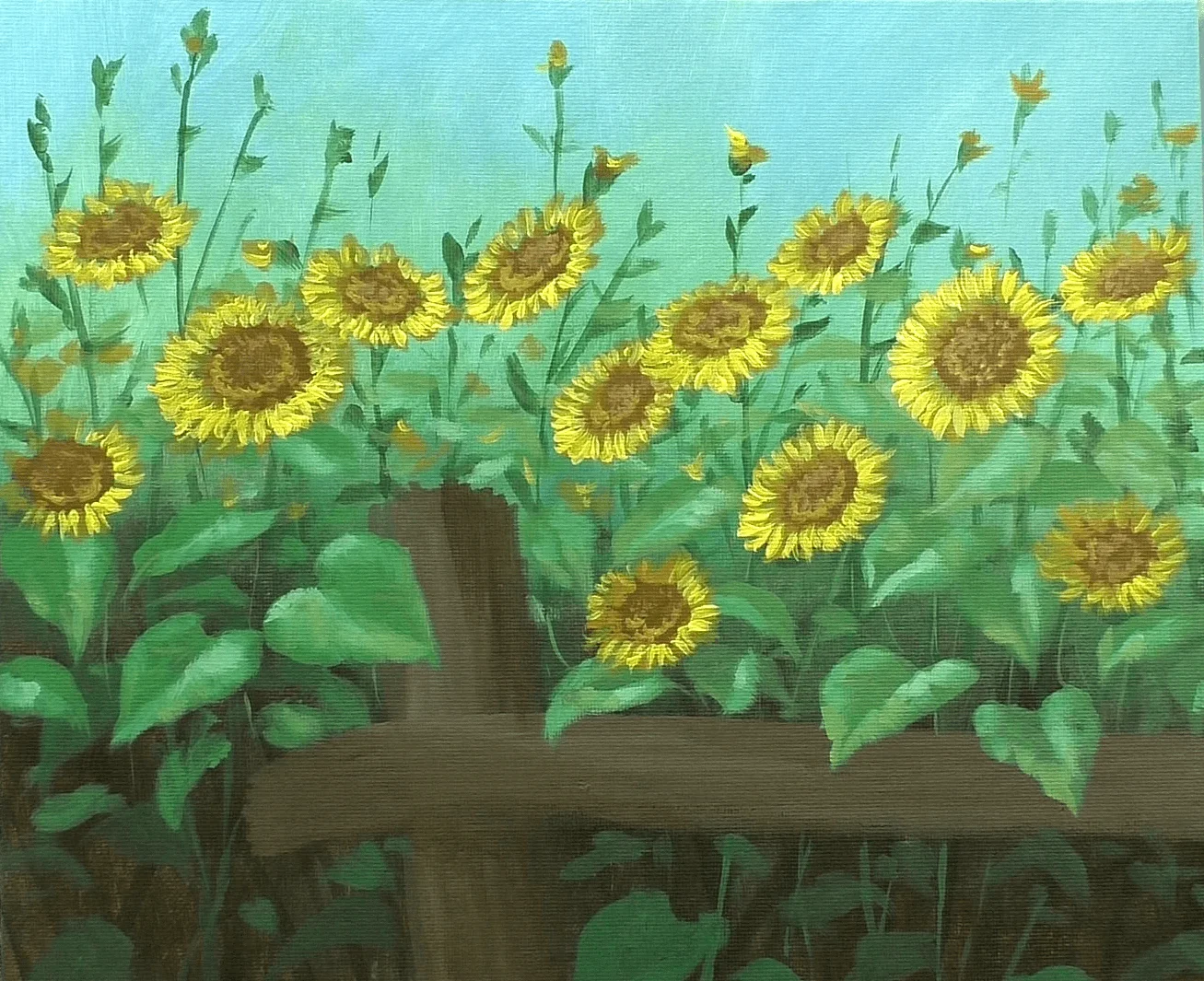 DOWNLOADABLE Acrylic Painting Tutorial - Sunflowers in the Fence product image (8)