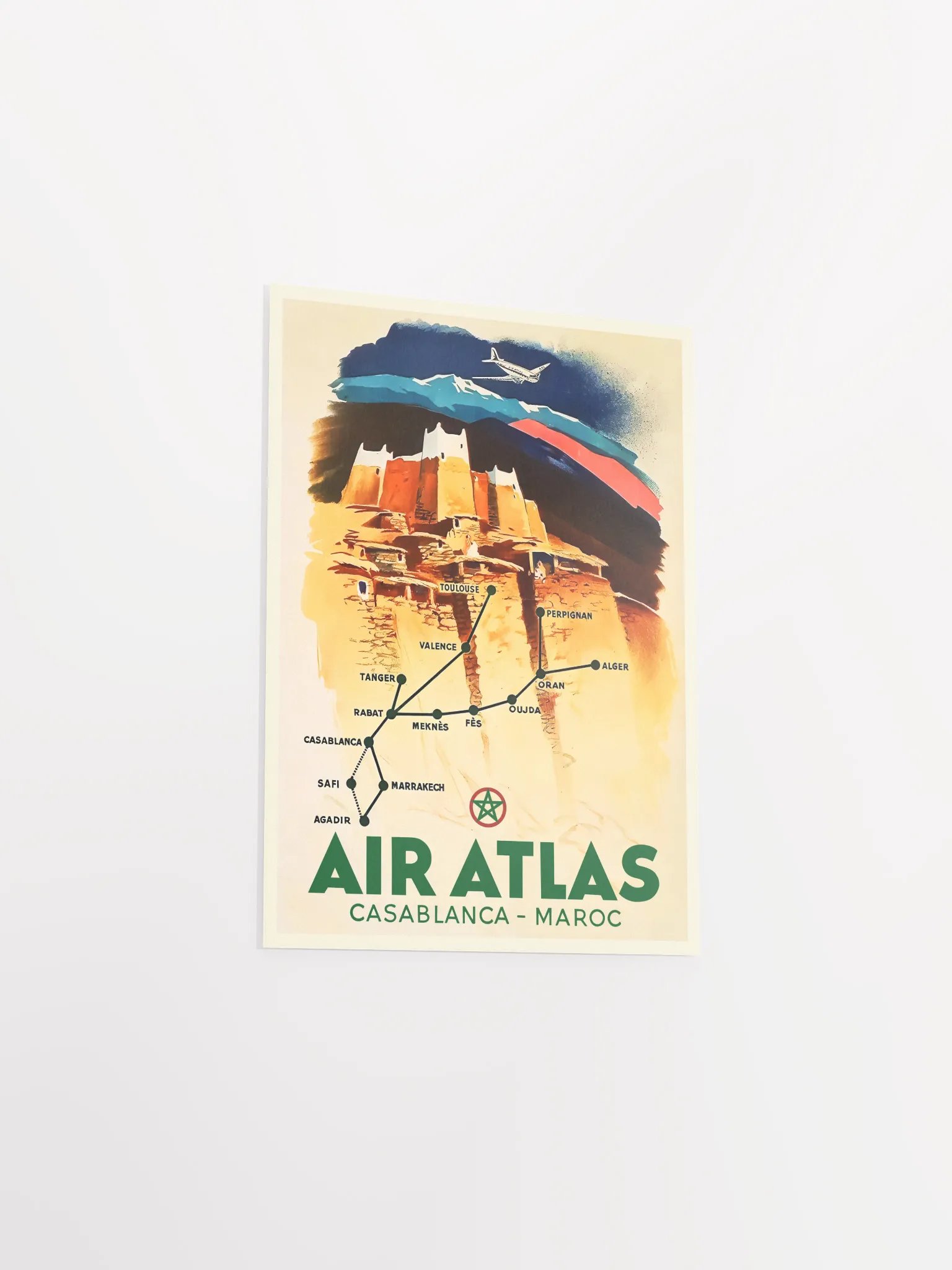 Morocco, Air Atlas, 1950s — retro travel poster, vintage travel print product image (9)