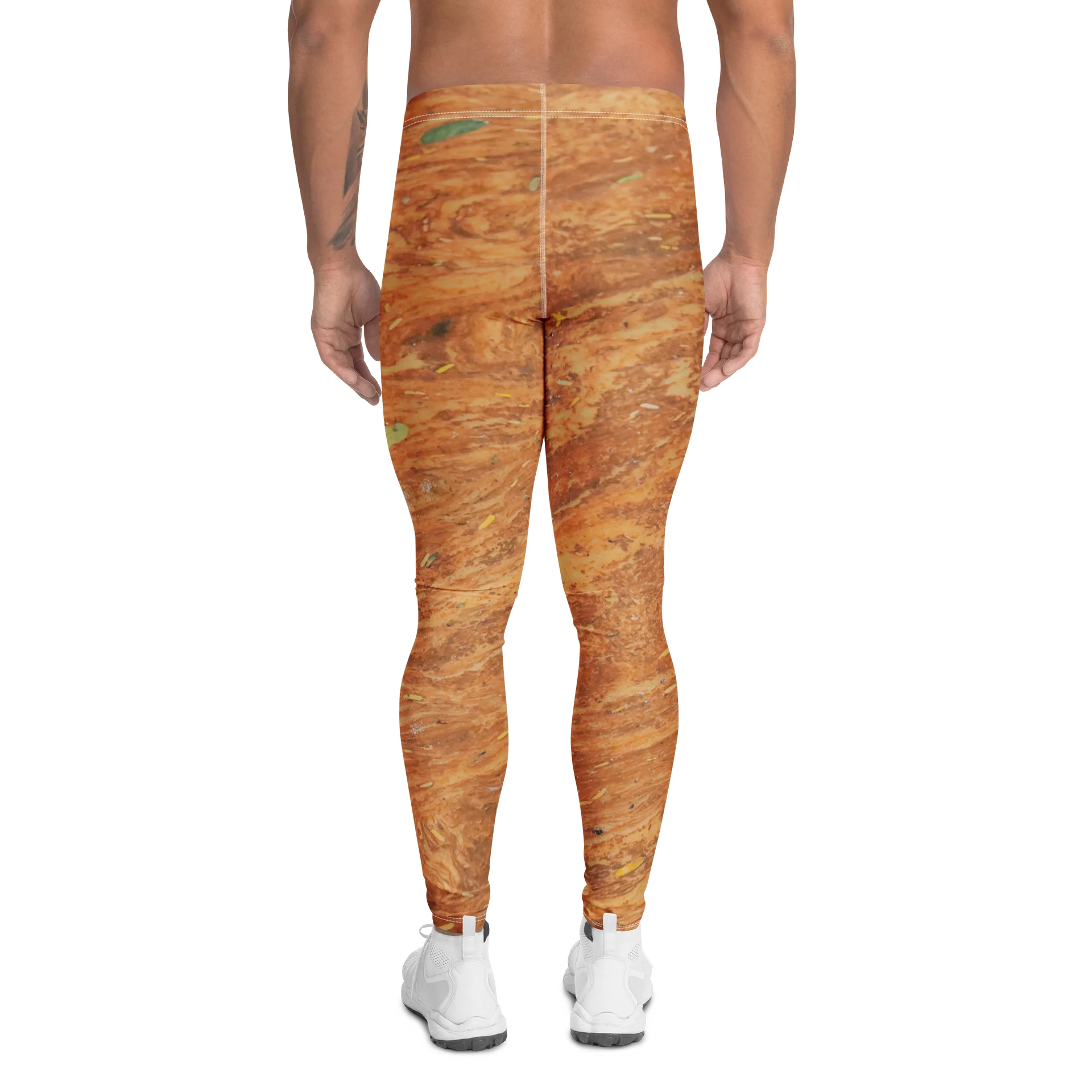 Terracotta Tea: Men’s All-Over Print Warm Rust & Leaf Athletic Leggings product image (3)