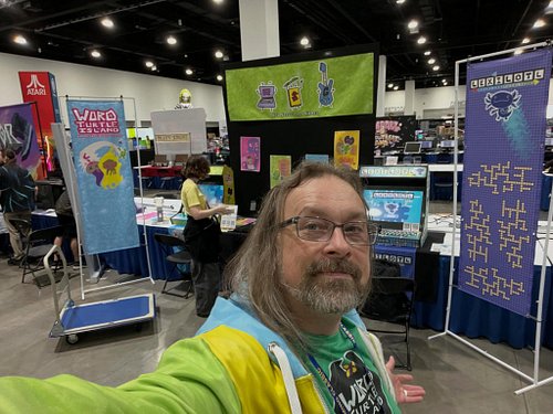 All set up and Midwest Gaming Classic ready to talk about games and show Word Turtle Island and Lexilotl!