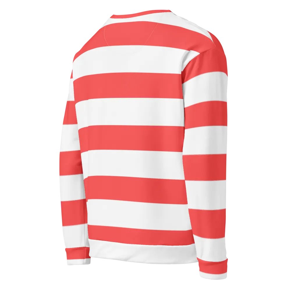 Coral Red and White Striped Sweatshirt product image (4)