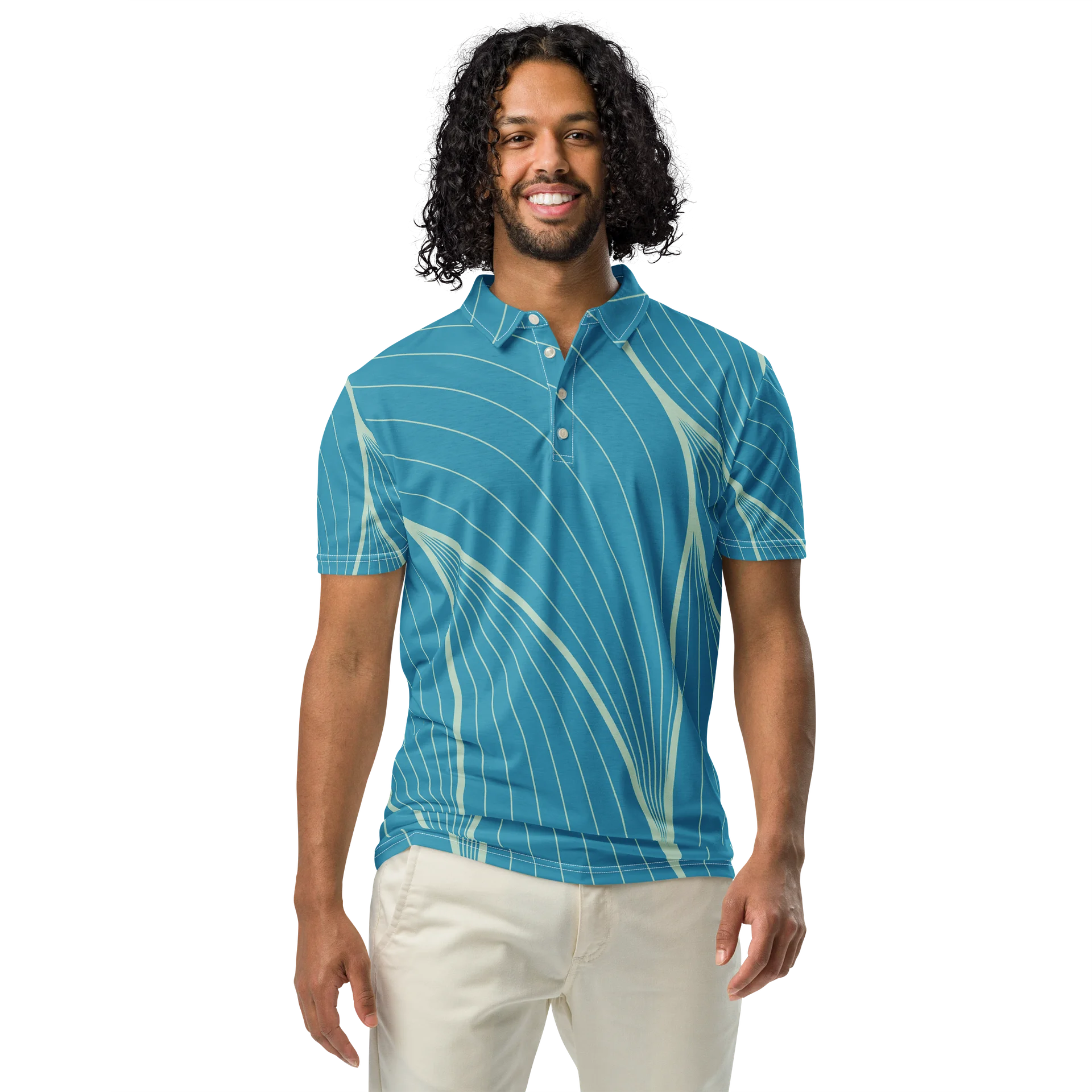Blue Wave Abstract Slim Fit Polo product image (3)