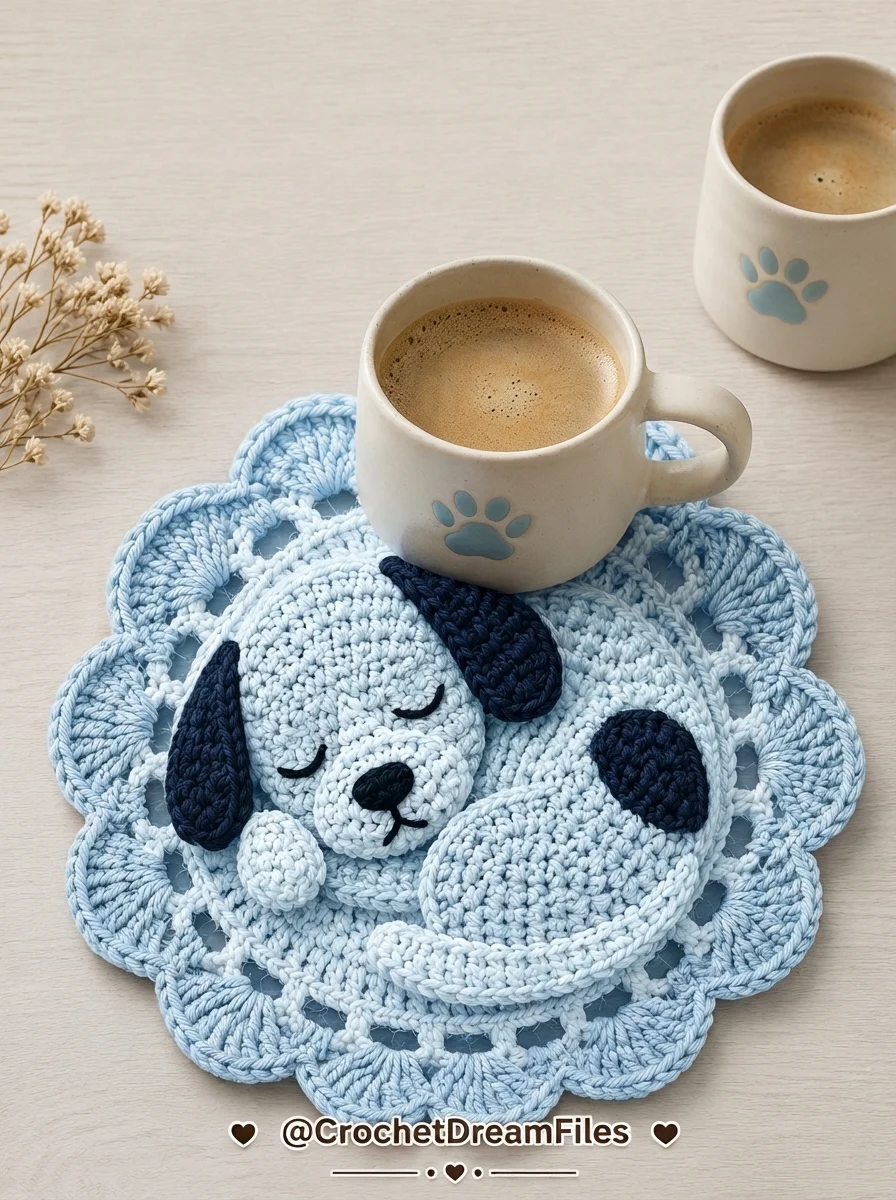 Sleeping Dog Crochet Coaster Pattern product image (7)
