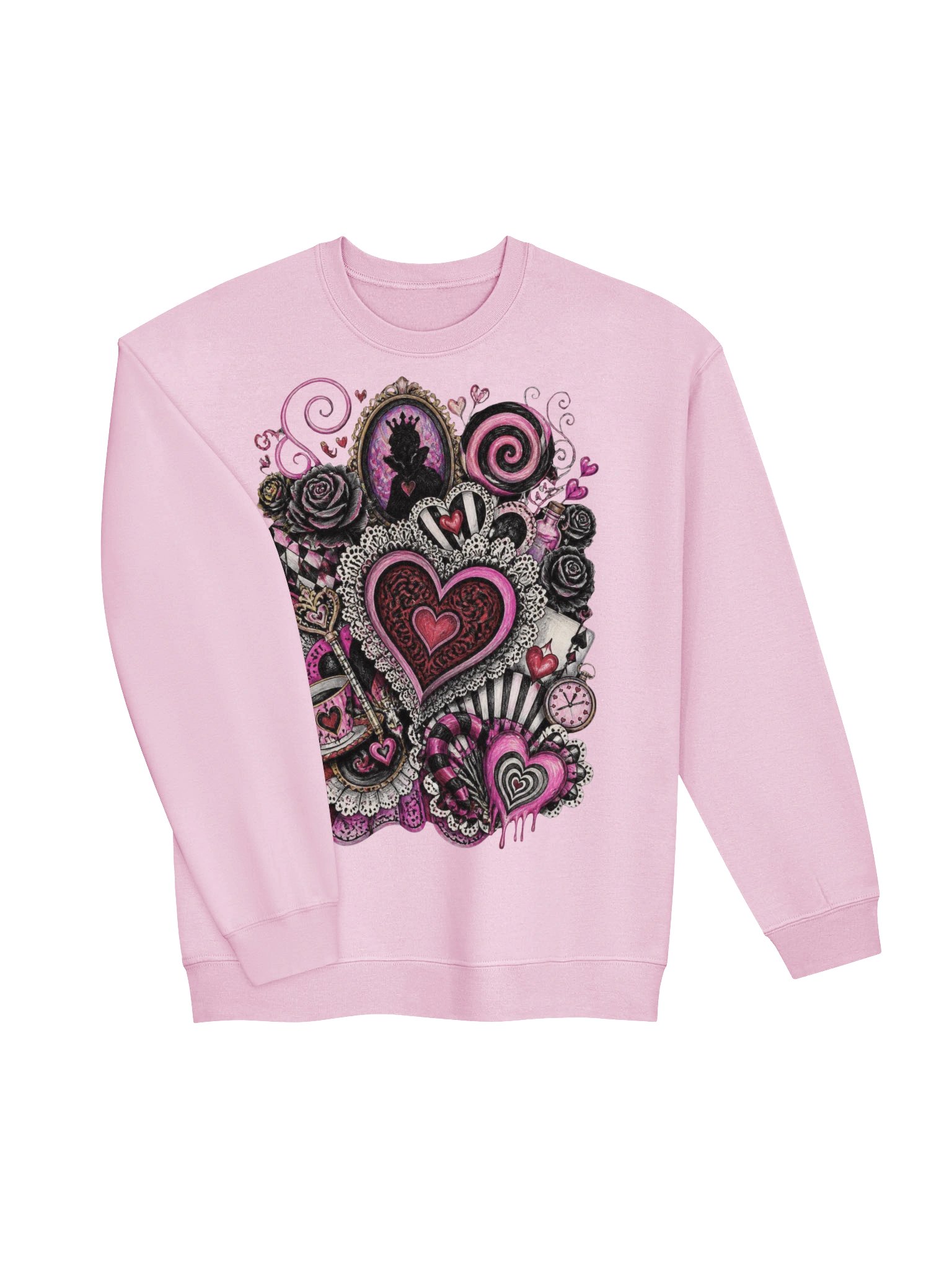 Whimsigoth Wonderland Sweatshirt, Gothic Valentine Collage Crewneck product image (28)