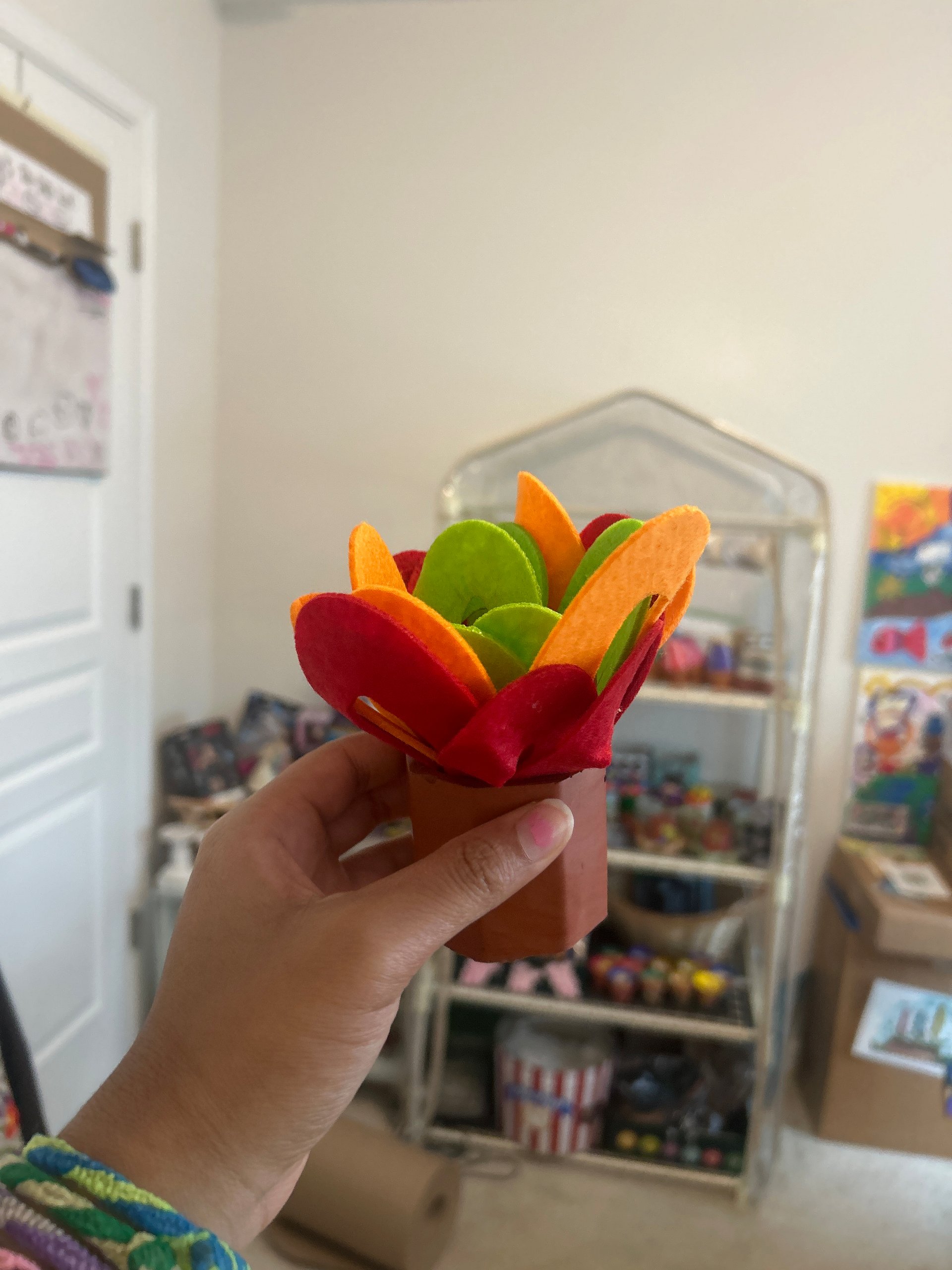 Handmade upcycled felt flower cool decorative potted plant product image (3)