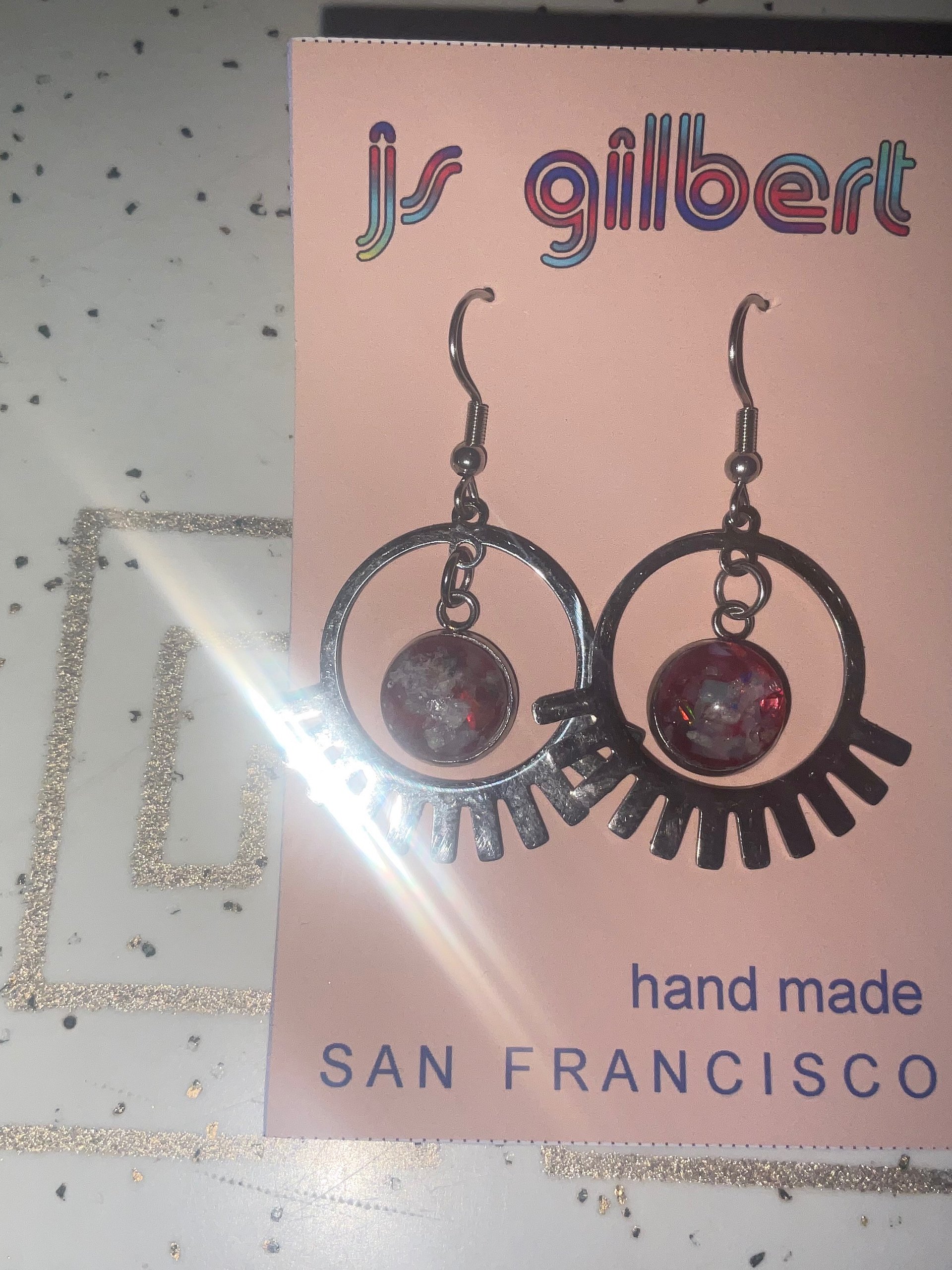 Eyelash dangle earrings with opal product image (4)